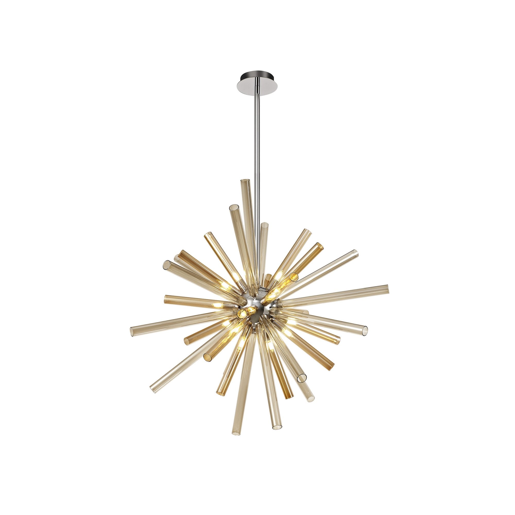 Fabula Chelmsford 16 Light Pendant - Polished Chrome, Amber & Champagne Glass