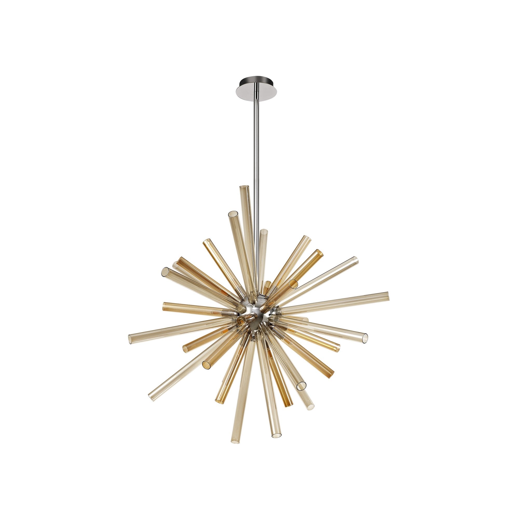 Fabula Chelmsford 16 Light Pendant - Polished Chrome, Amber & Champagne Glass