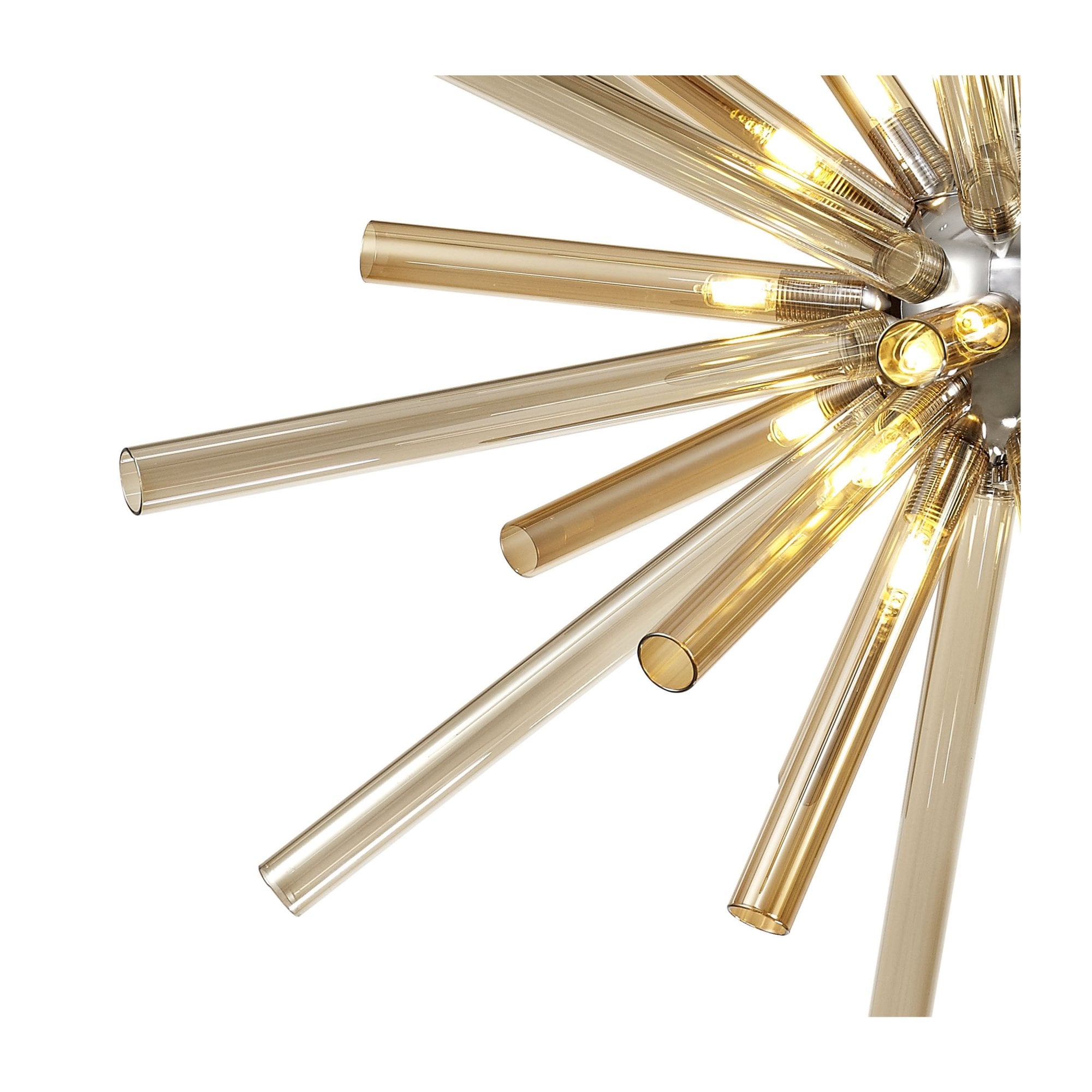 Fabula Chelmsford 16 Light Pendant - Polished Chrome, Amber & Champagne Glass