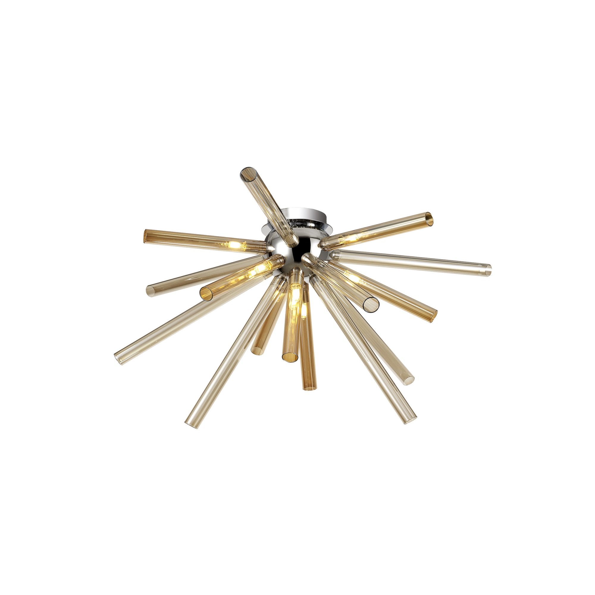 Fabula Chelmsford 8 Light Semi-Flush Light - Polished Chrome, Amber & Champagne Glass