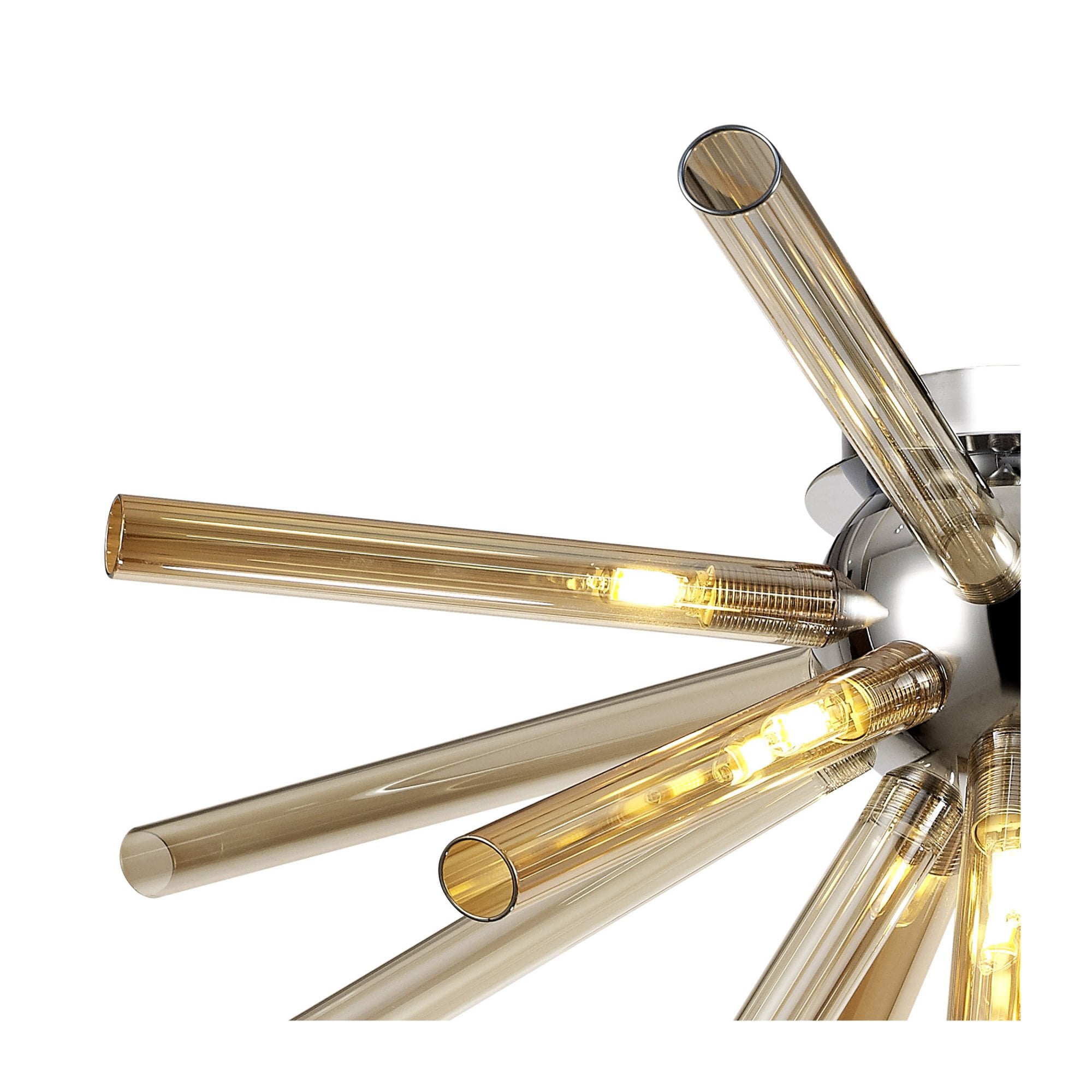 Fabula Chelmsford 8 Light Semi-Flush Light - Polished Chrome, Amber & Champagne Glass