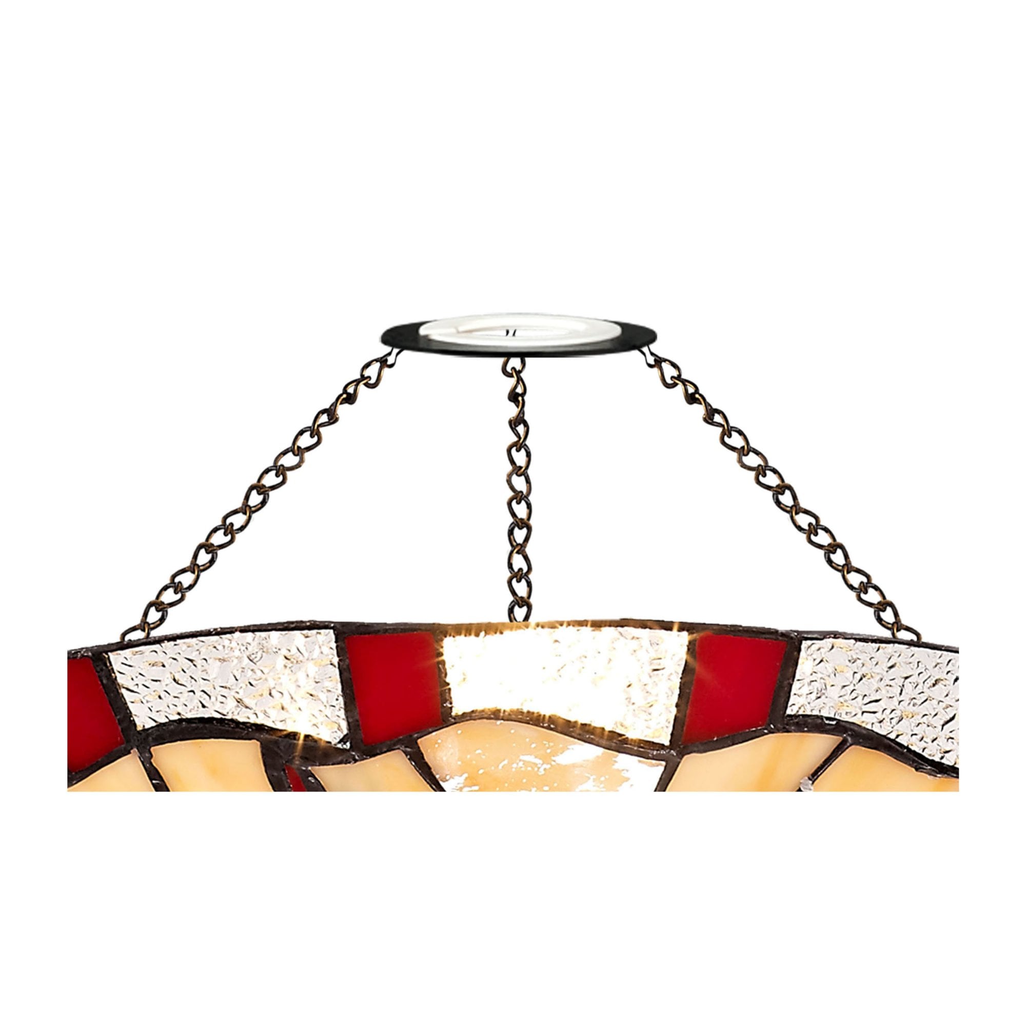 Fabula Mannock 35cm Tiffany Uplighter Shade - Red & Cream - Shade Only