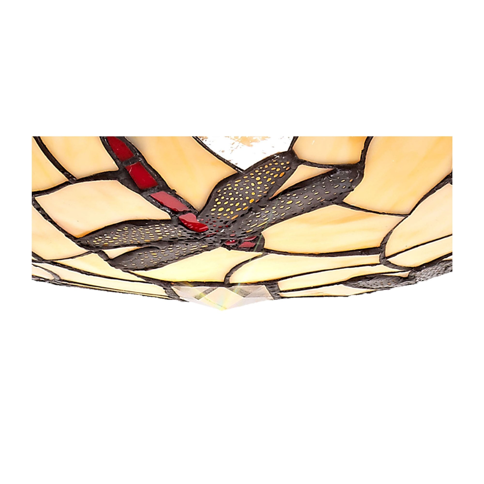 Fabula Mannock 35cm Tiffany Uplighter Shade - Red & Cream - Shade Only