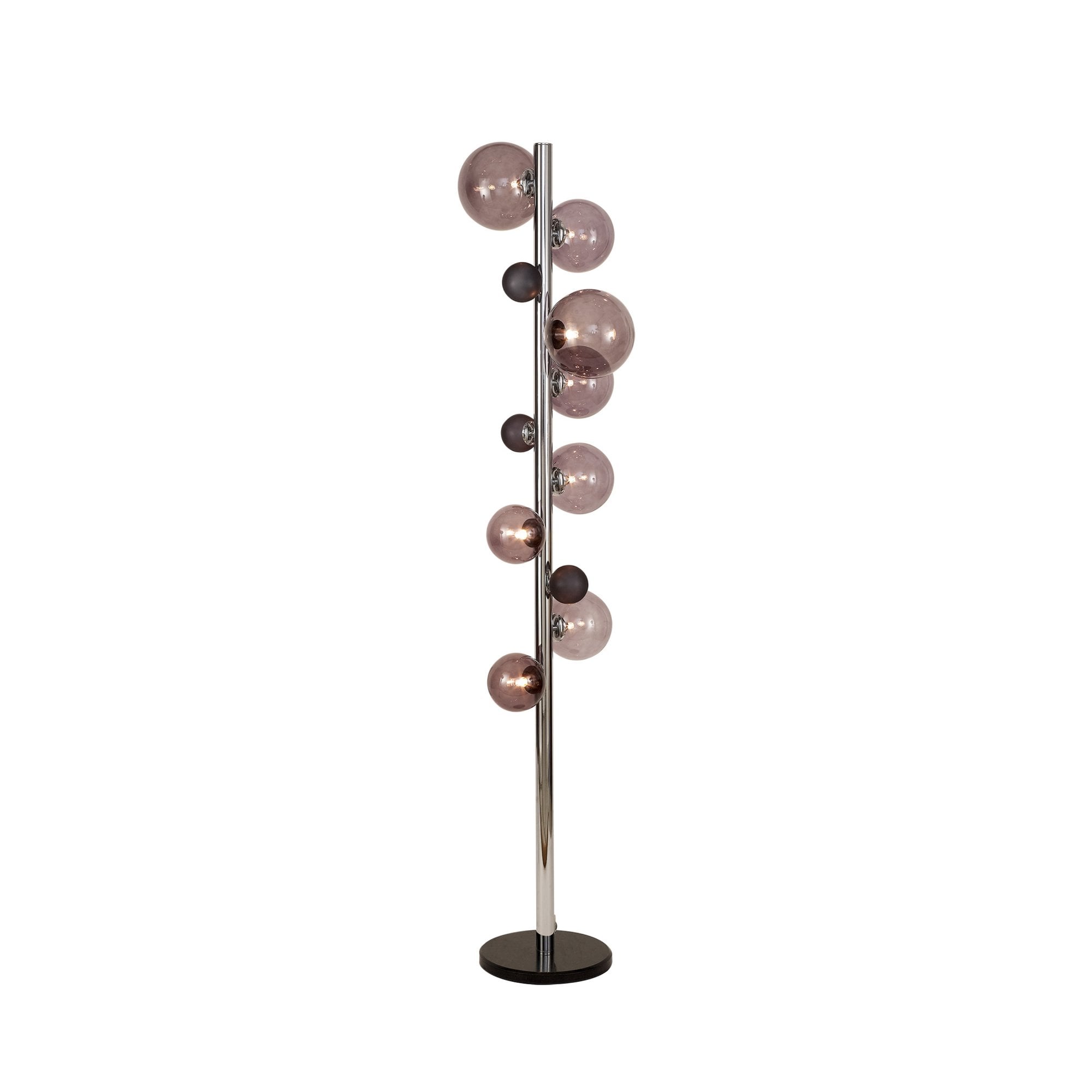 Fabula Roding 8 Light Floor Lamp - Polished Chrome, Black Marble & Smoked Glass