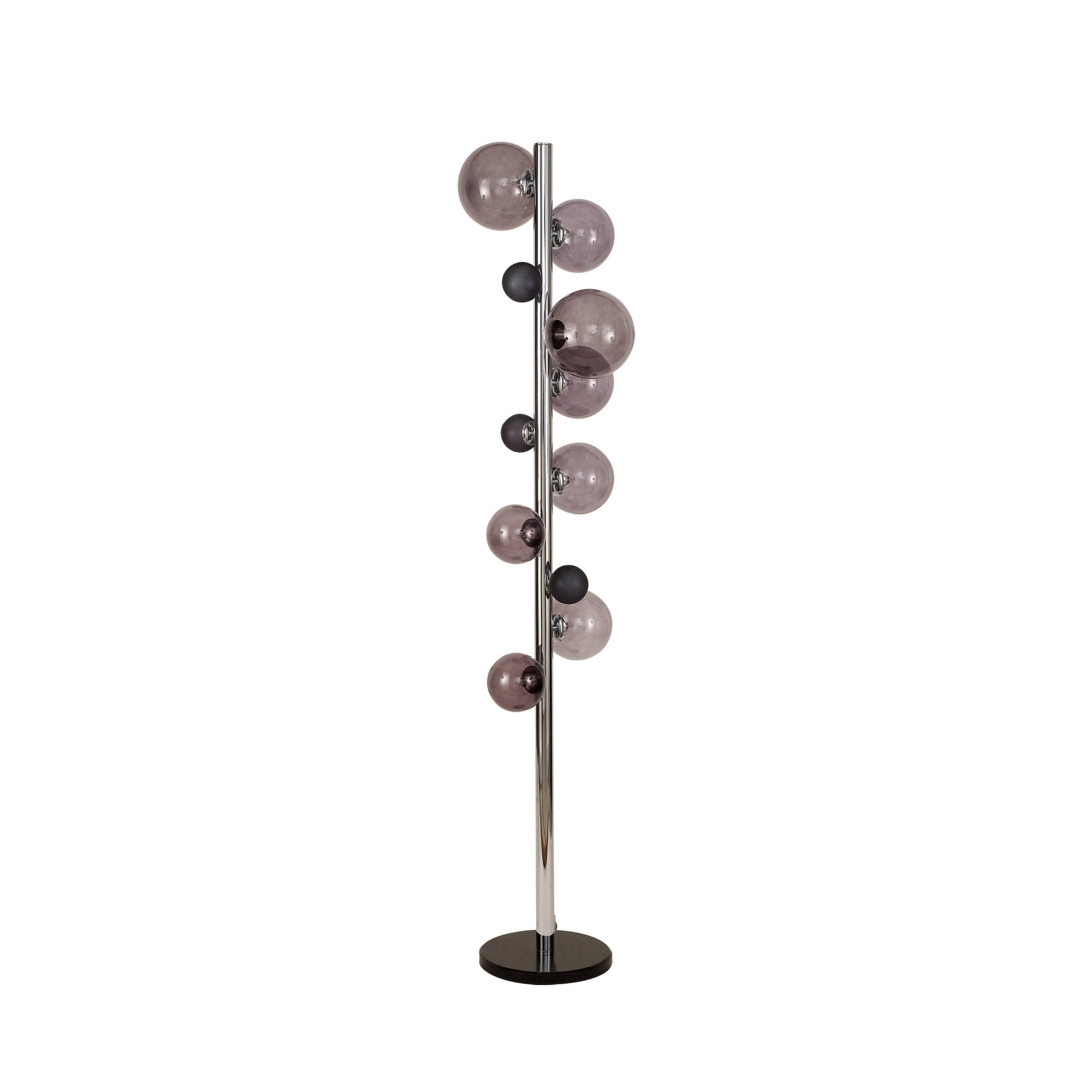 Fabula Roding 8 Light Floor Lamp - Polished Chrome, Black Marble & Smoked Glass