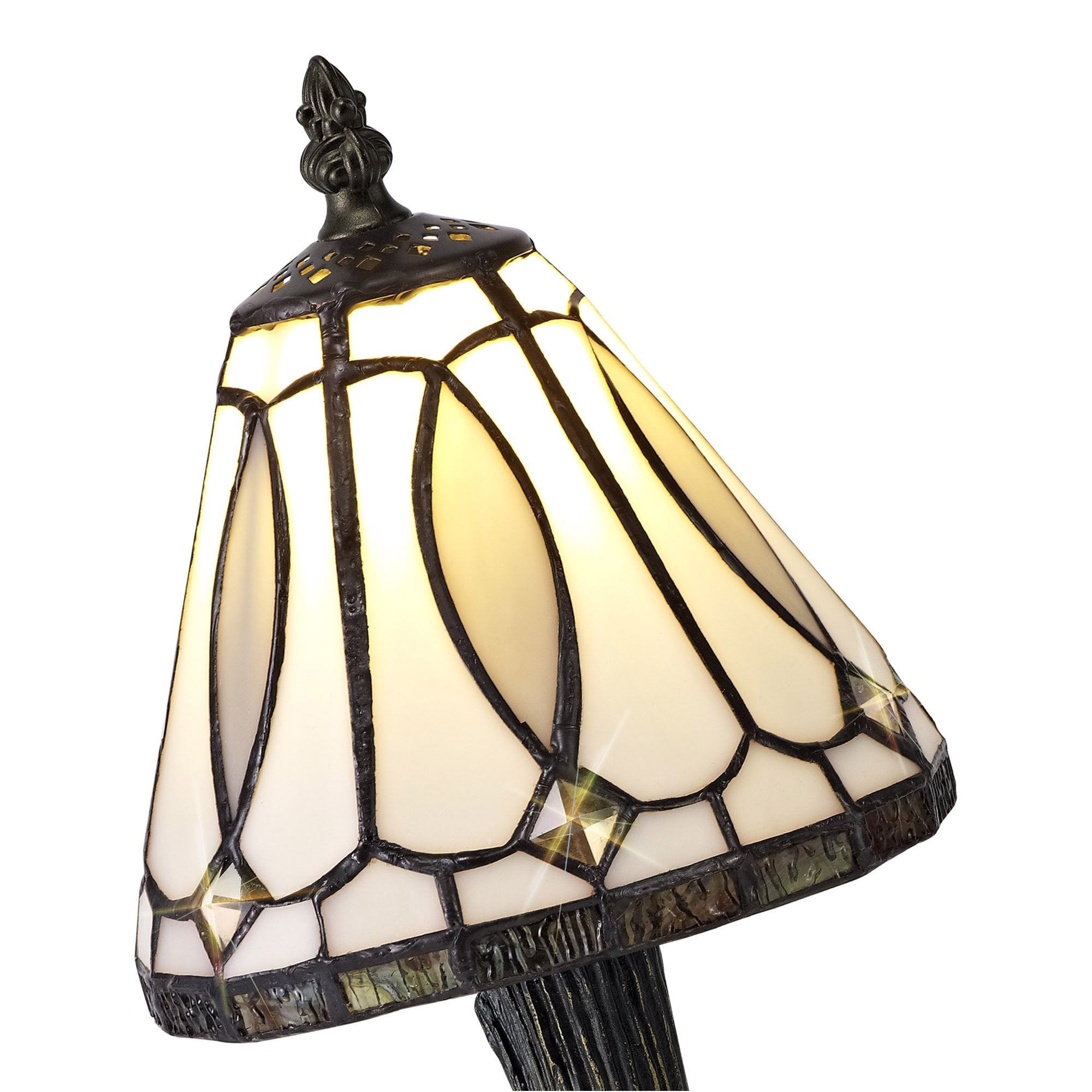 Fabula Snaresbrook Tiffany Table Lamp - White & Grey