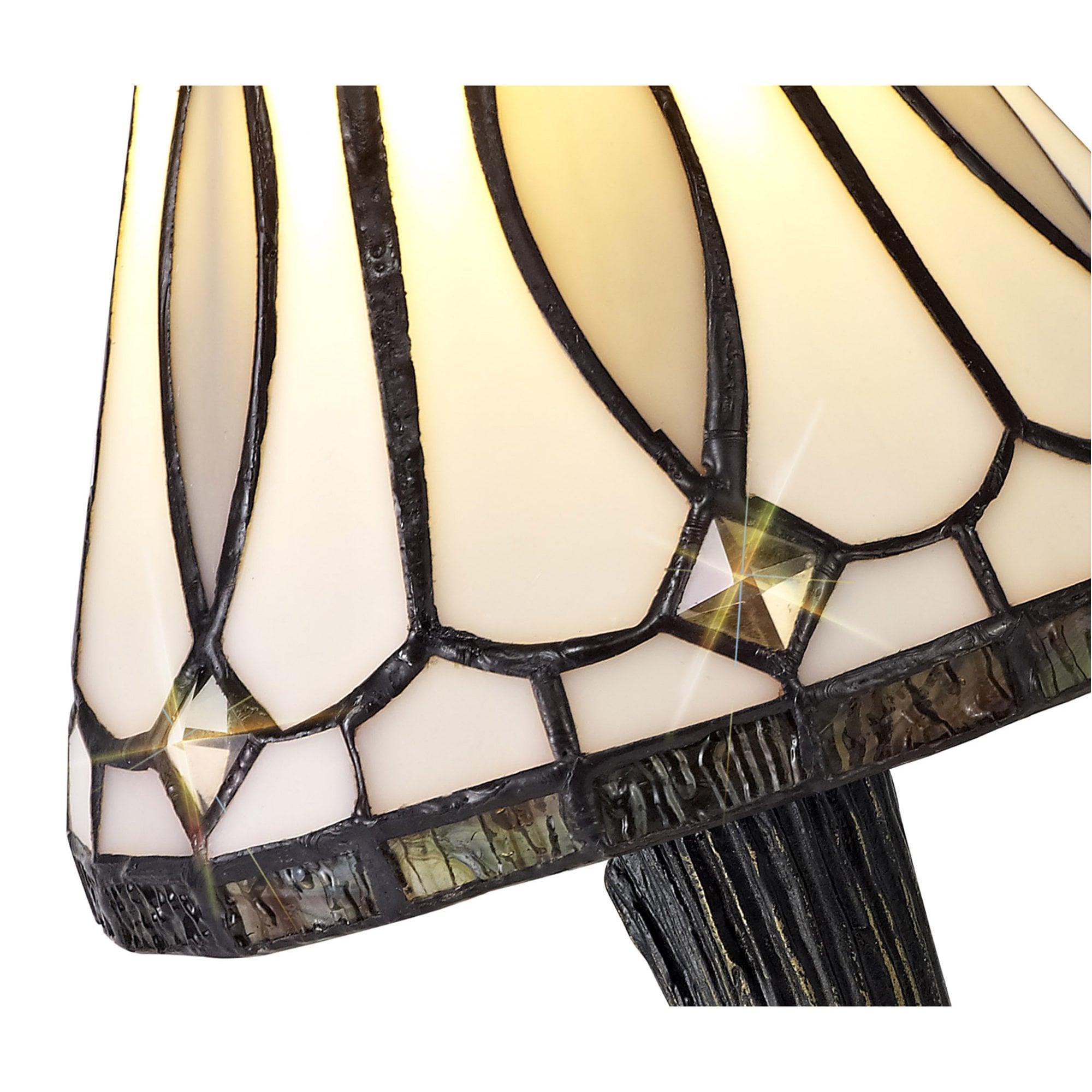 Fabula Snaresbrook Tiffany Table Lamp - White & Grey