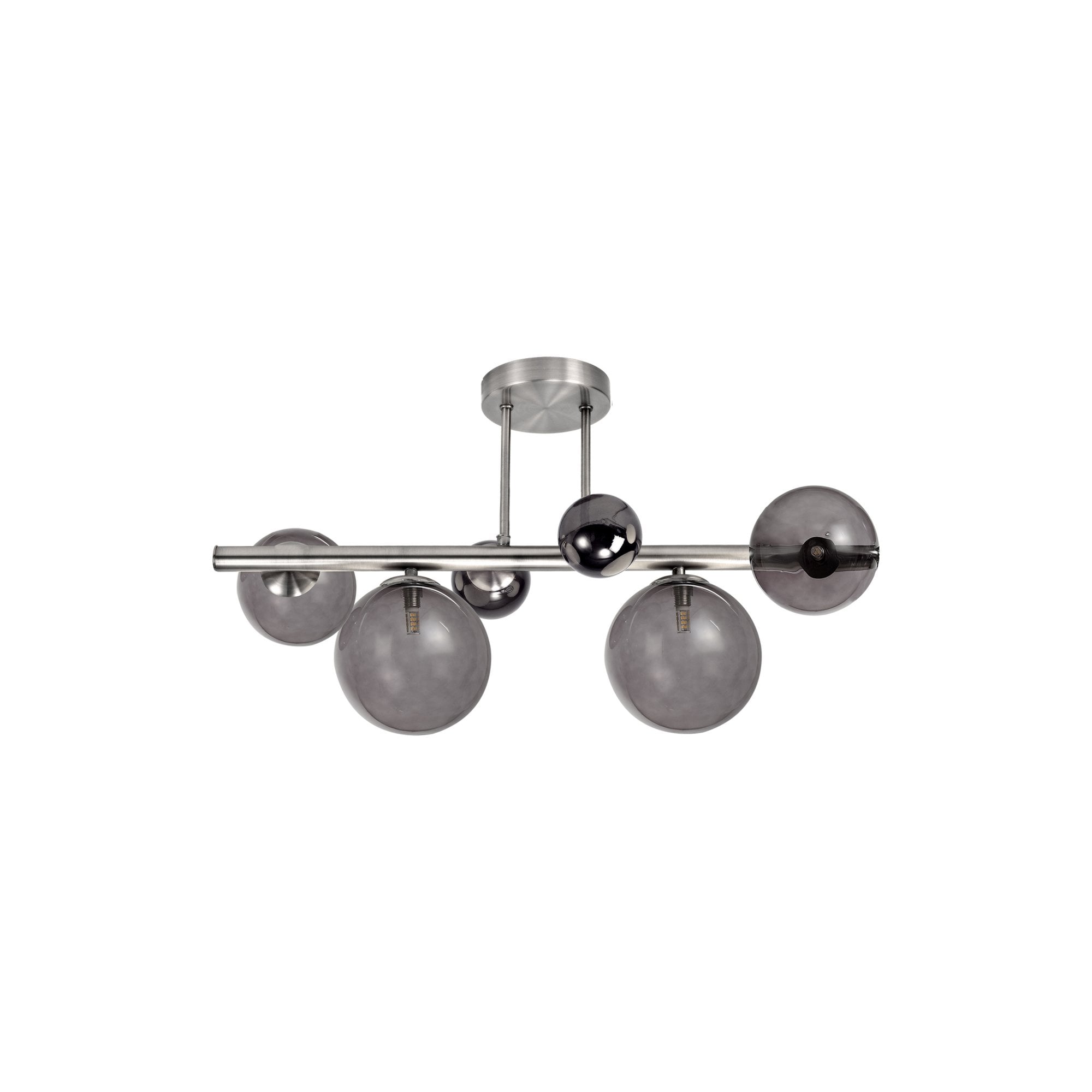Fabula Roding 4 Light Semi-Flush Light - Polished Chrome, Smoked Glass