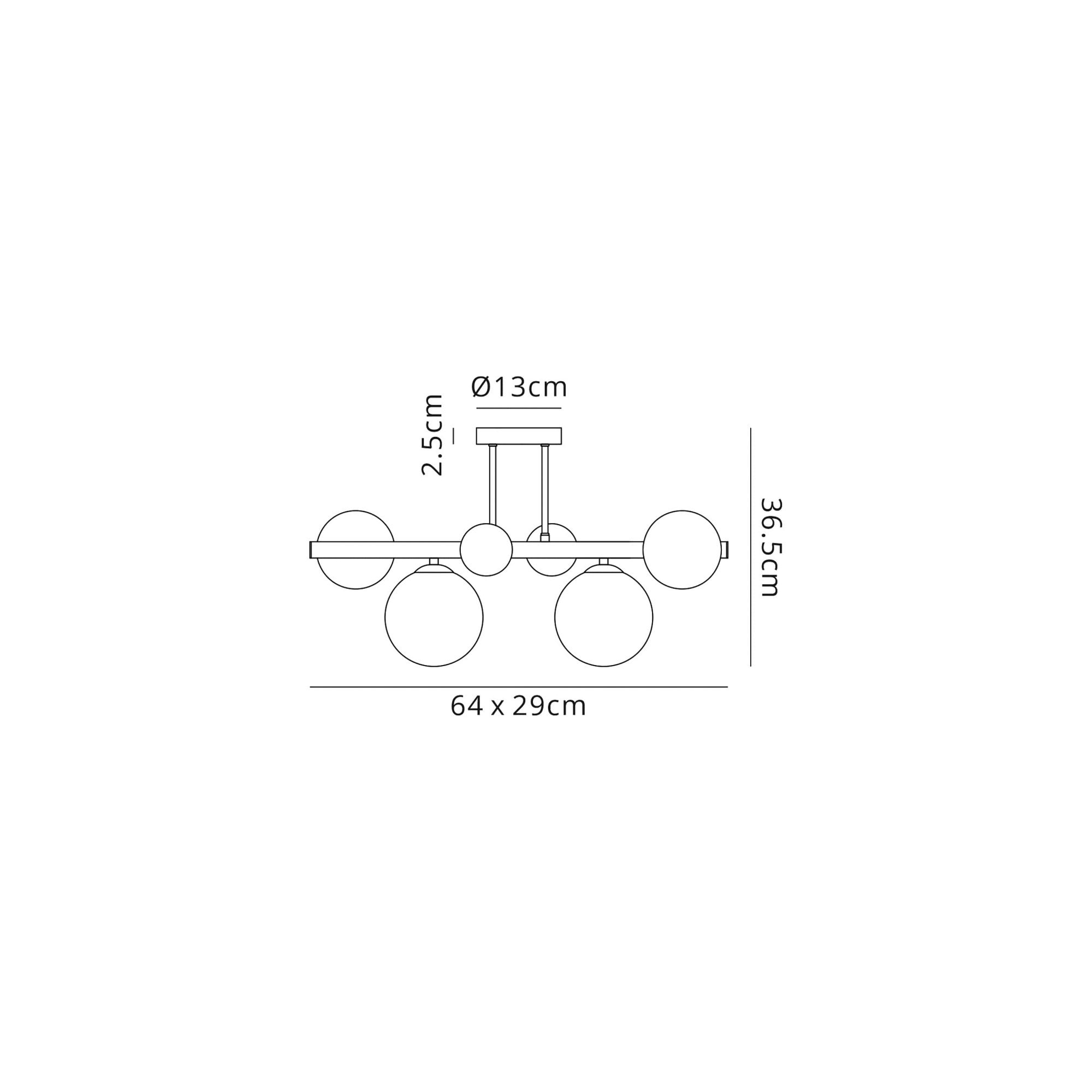 Fabula Roding 4 Light Semi-Flush Light - Polished Chrome, Smoked Glass
