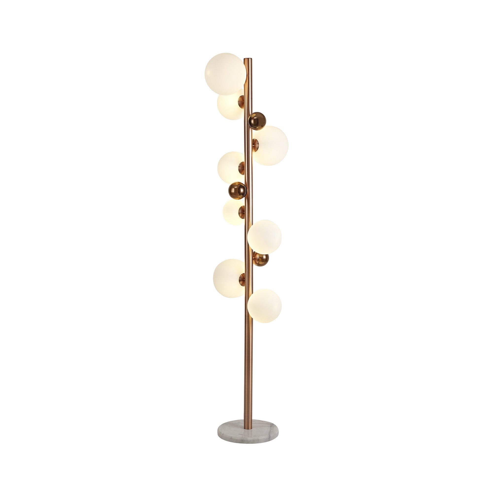 Fabula Roding 8 Light Floor Lamp - Antique Copper, White Marble, Opal & Copper Glass