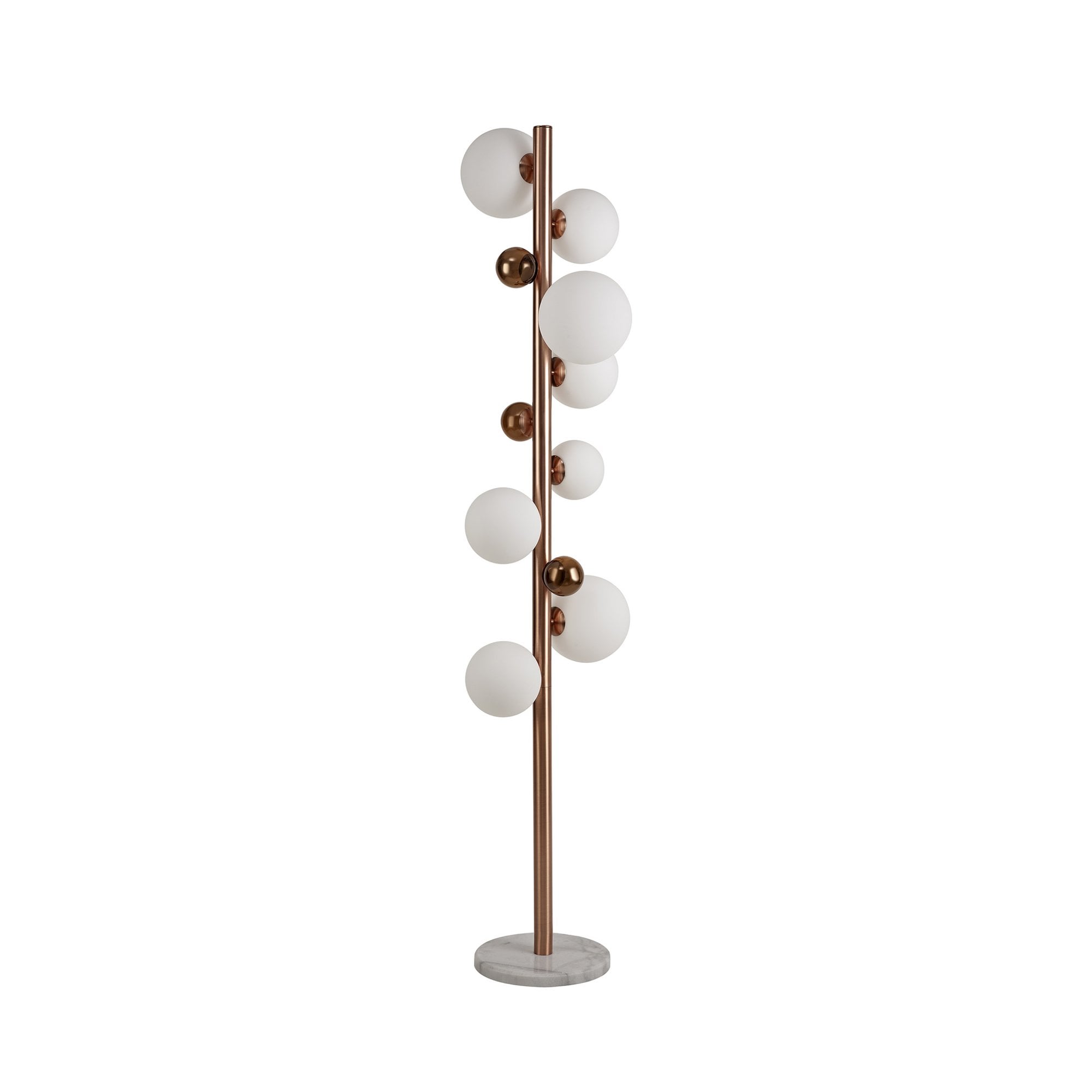 Fabula Roding 8 Light Floor Lamp - Antique Copper, White Marble, Opal & Copper Glass