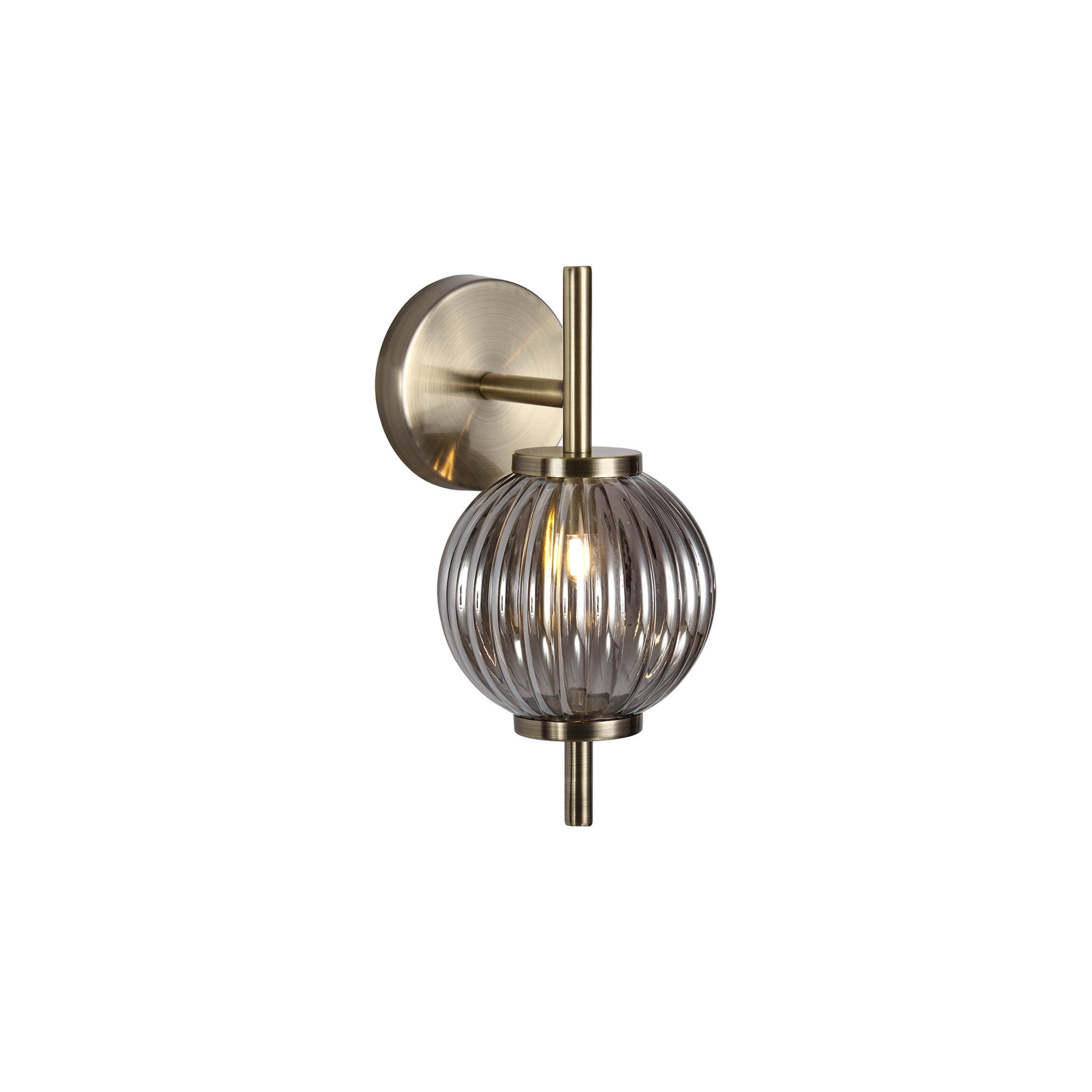 Fabula Churchill Single Wall Lamp - Antique Brass & Smoked Glass