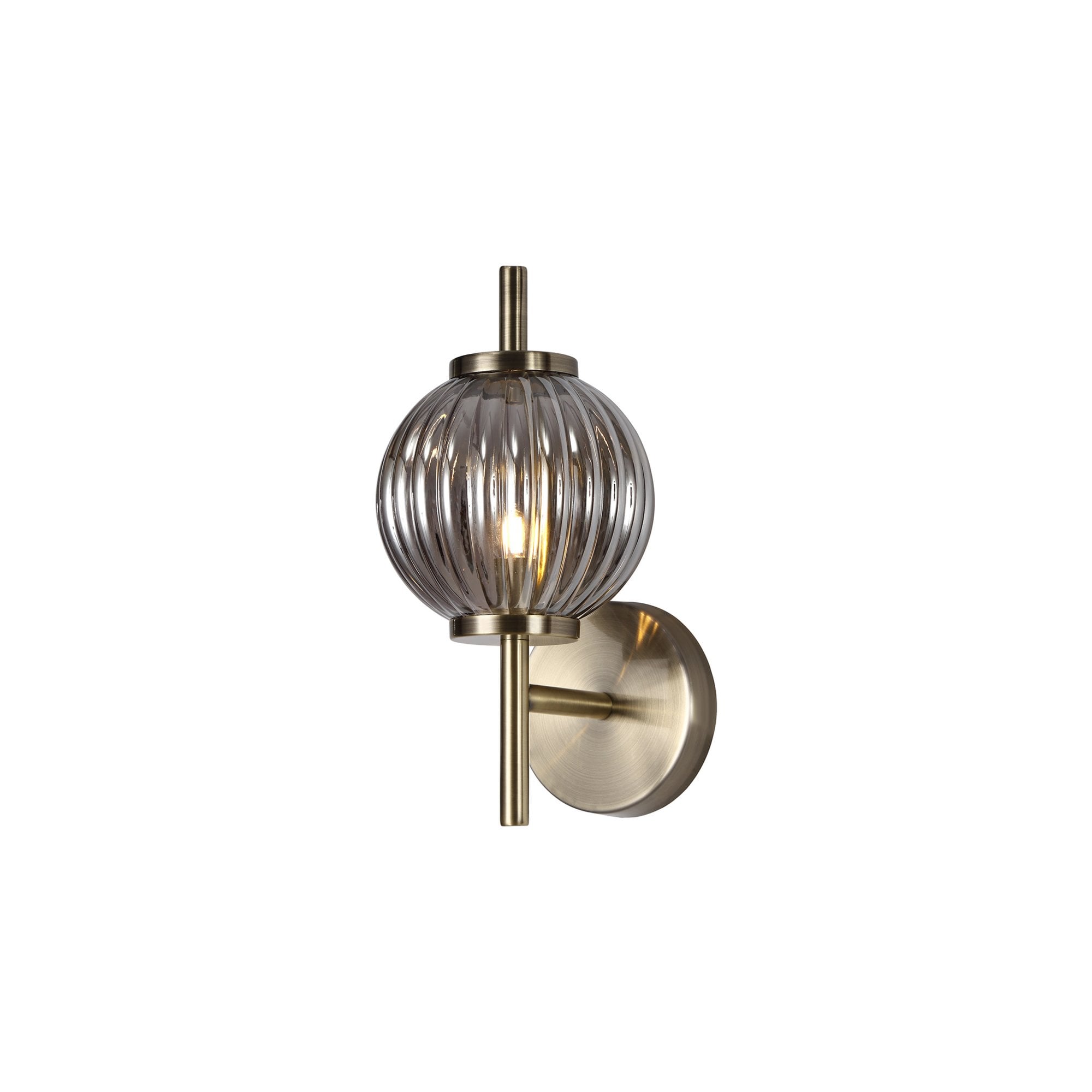Fabula Churchill Single Wall Lamp - Antique Brass & Smoked Glass