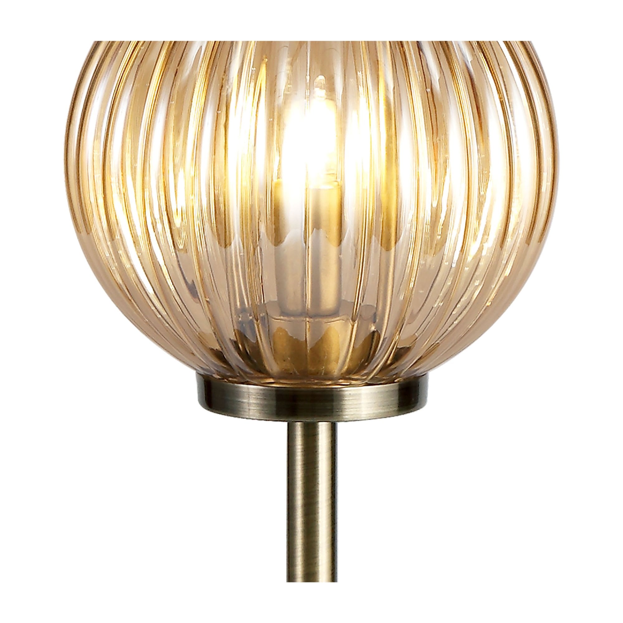 Fabula Churchill 3 Light Table Lamp - Antique Brass, Smoked & Amber Glass