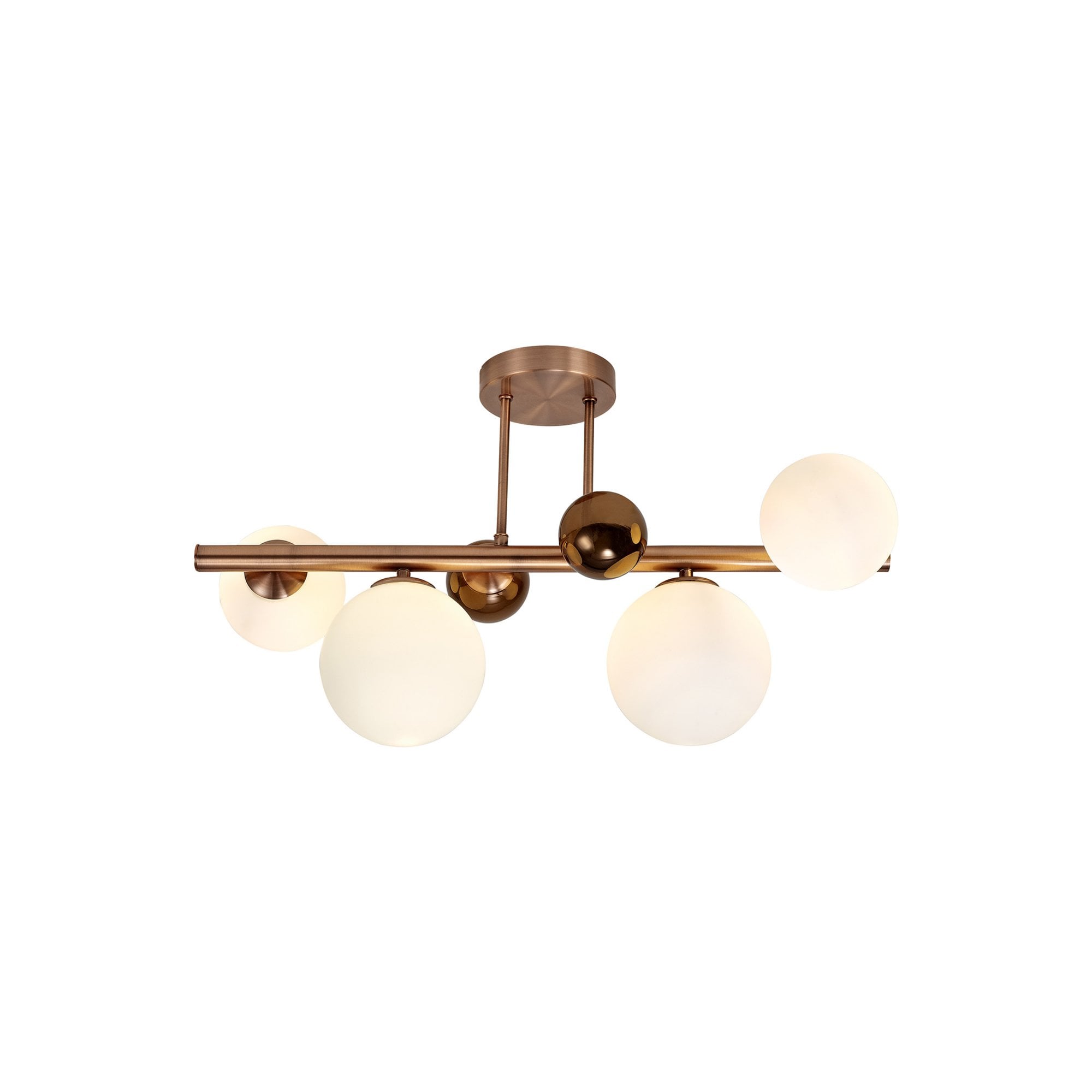 Fabula Roding 4 Light Semi-Flush Light - Antique Copper, Opal & Copper Glass