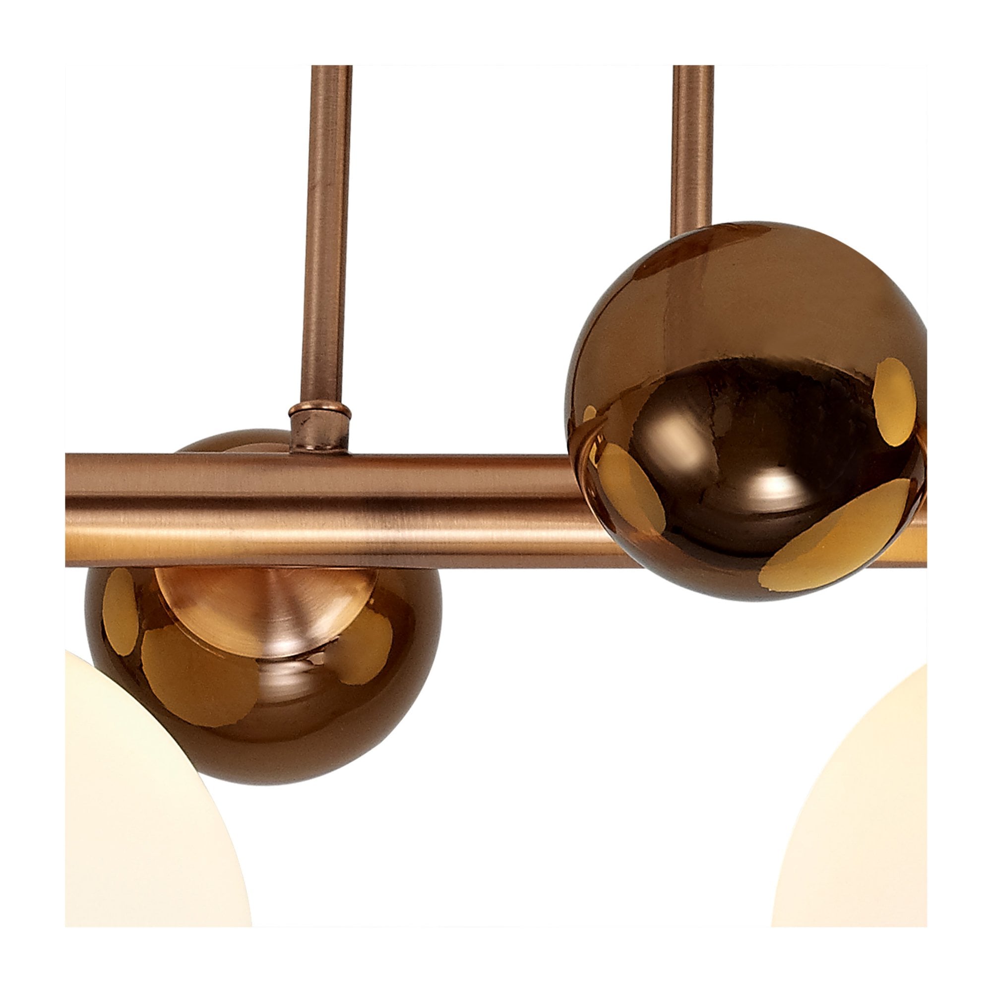 Fabula Roding 4 Light Semi-Flush Light - Antique Copper, Opal & Copper Glass