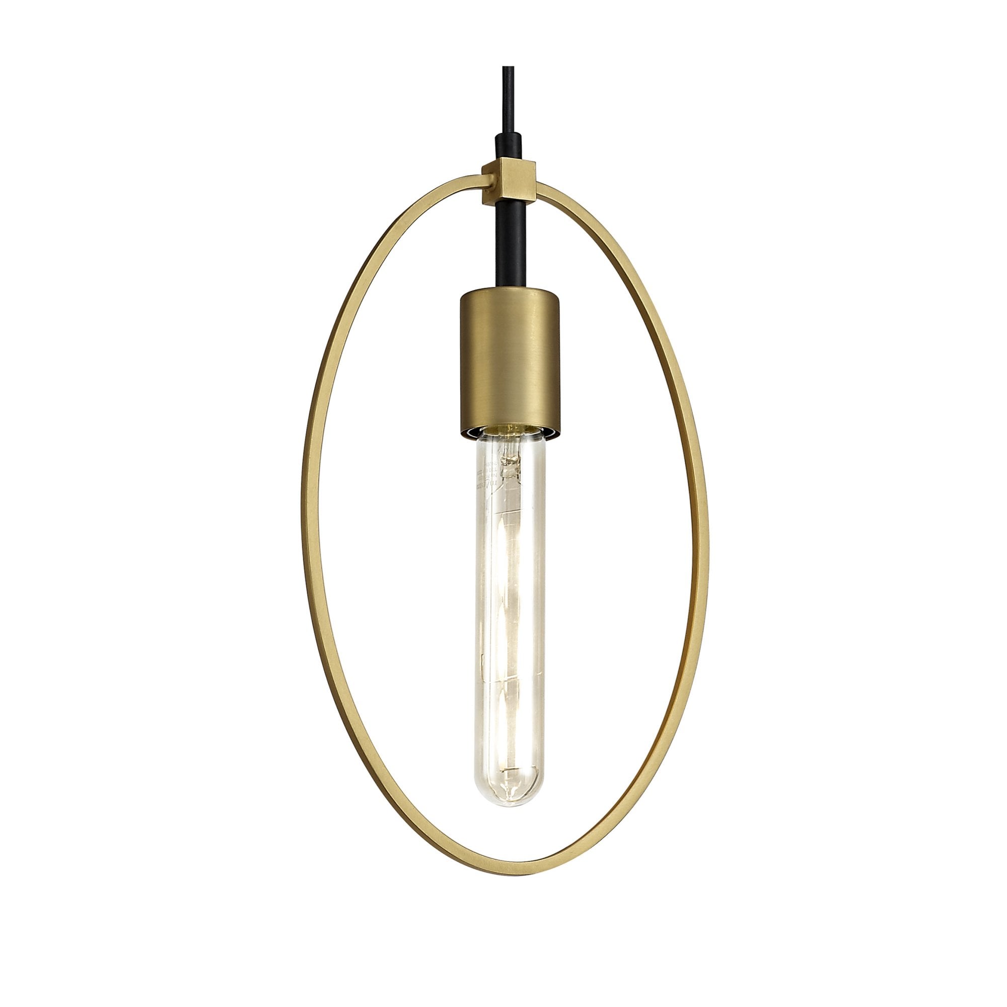 Fabula Silverdale Small Single Circle Pendant - Sand Gold & Matt Black