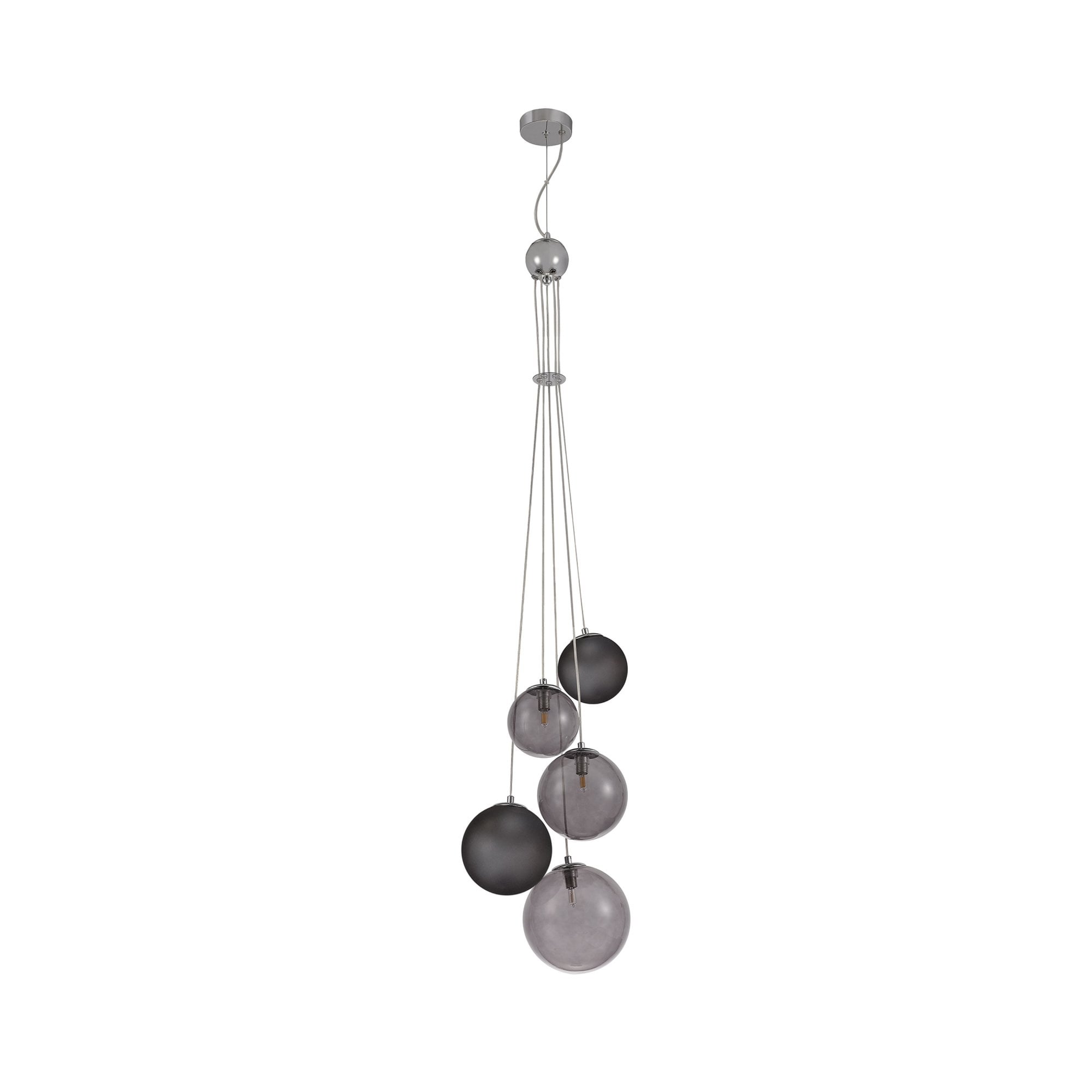 Fabula Roding 5 Light Pendant - Polished Chrome & Smoked Glass