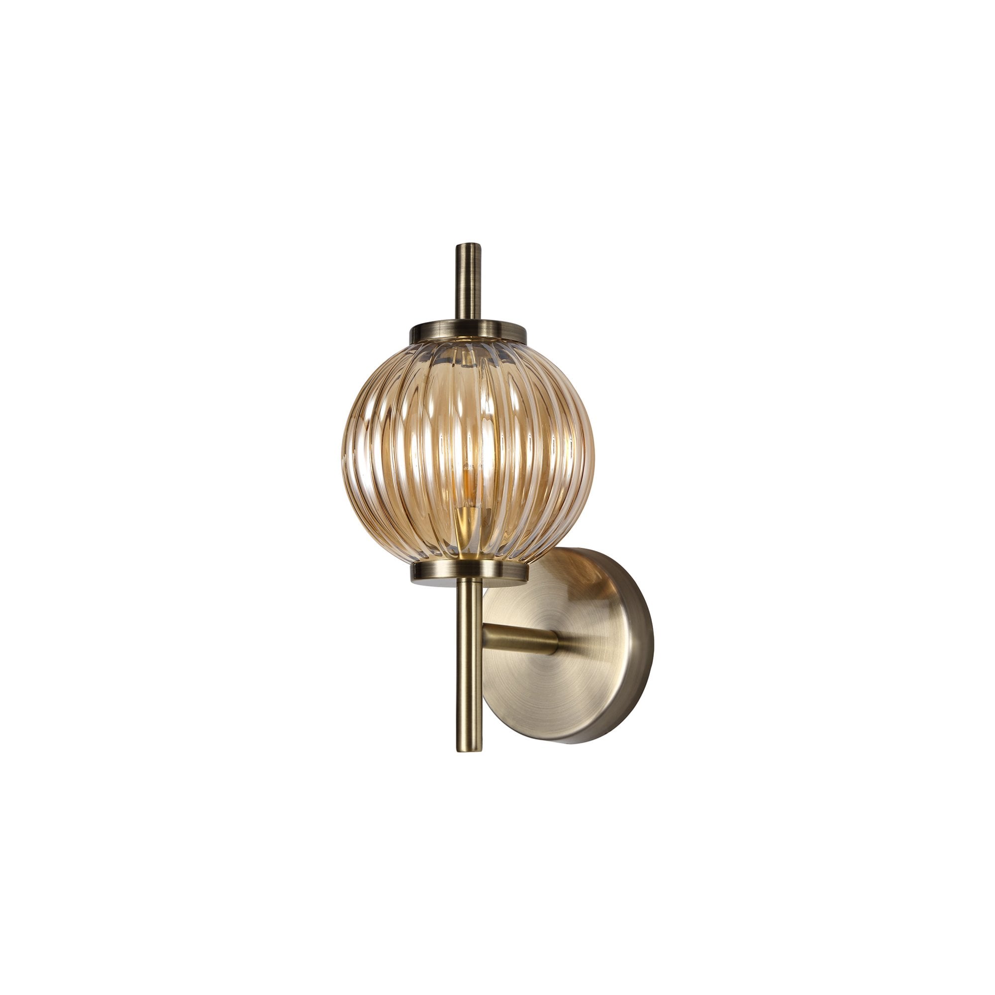 Fabula Churchill Single Wall Lamp - Antique Brass & Amber Glass