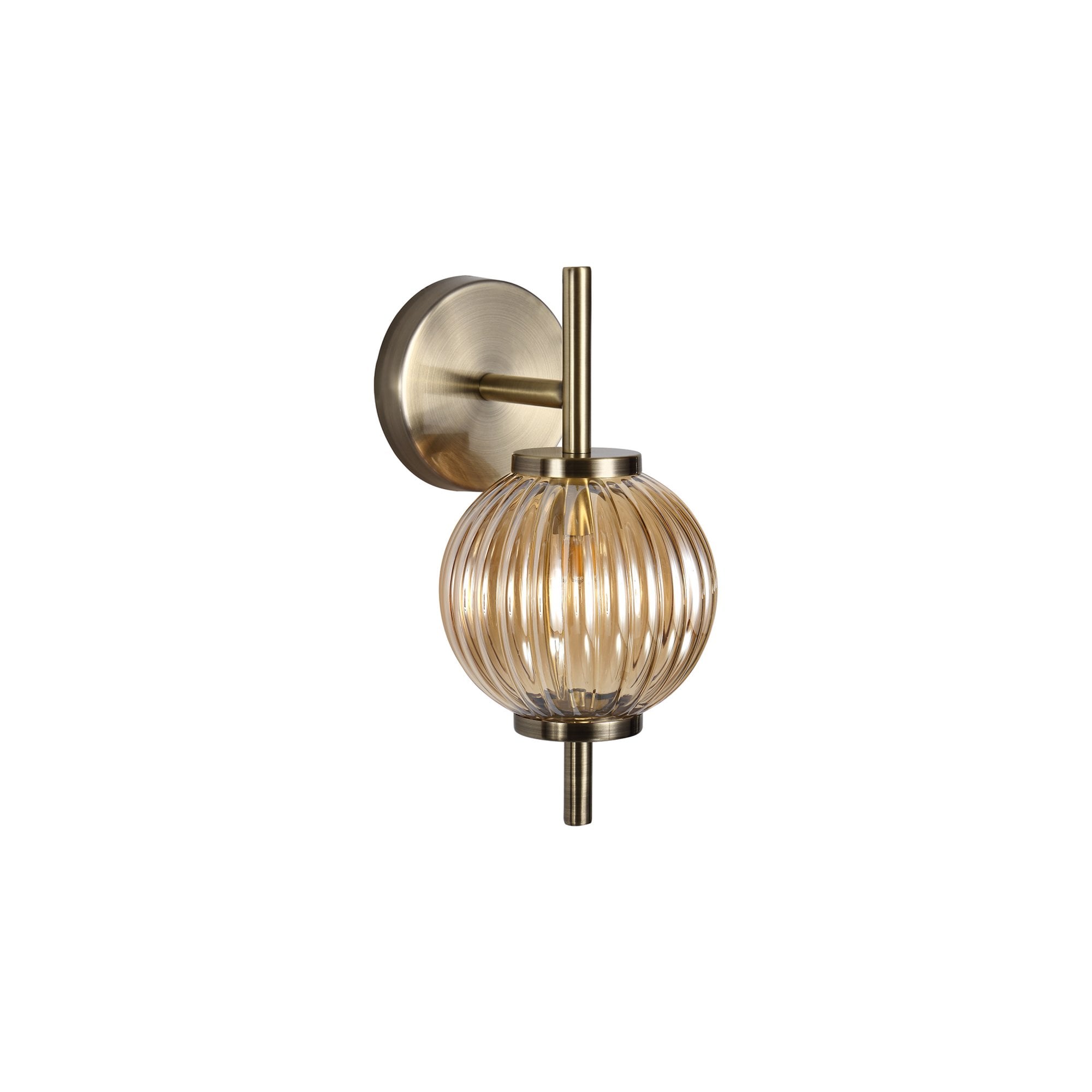 Fabula Churchill Single Wall Lamp - Antique Brass & Amber Glass