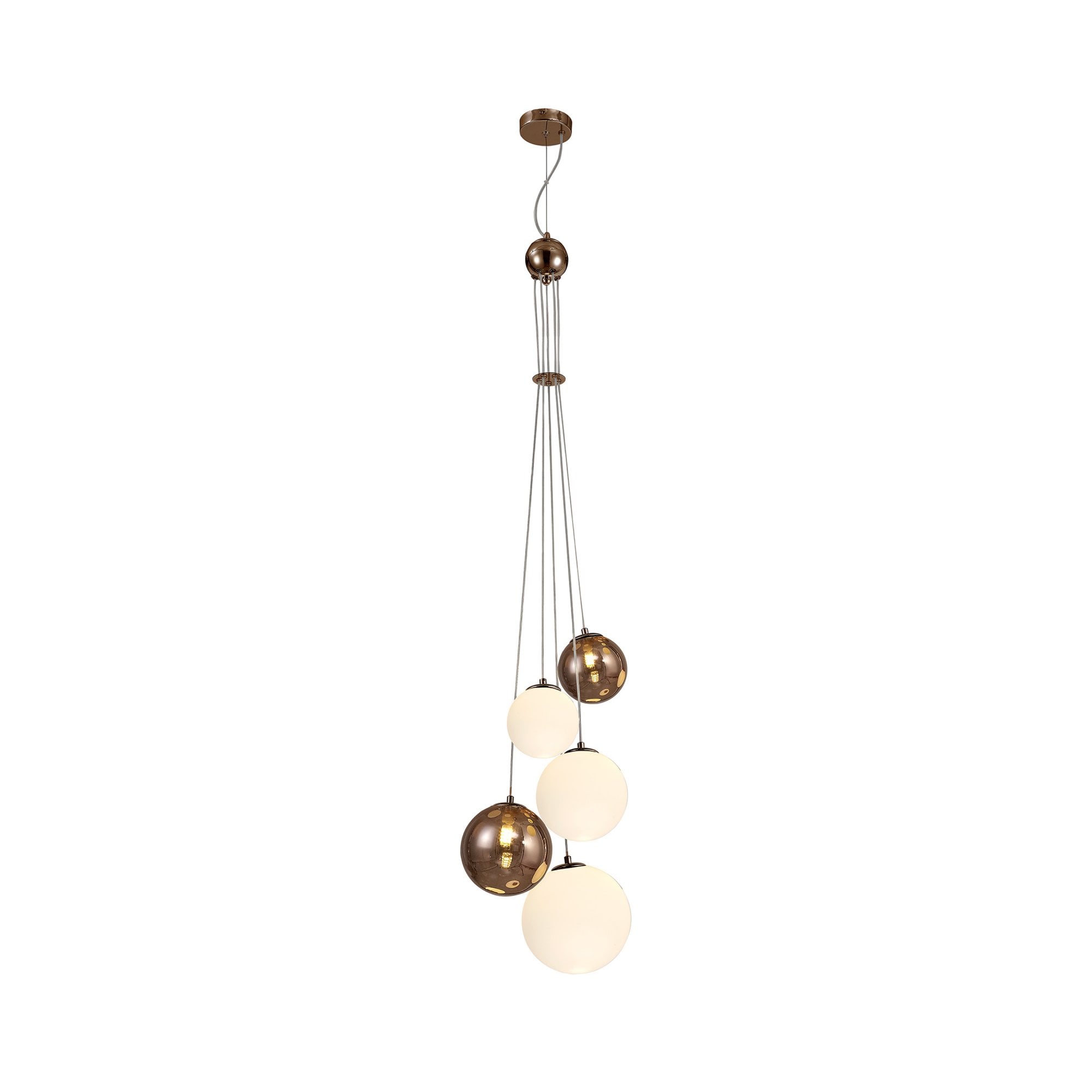 Fabula Roding 5 Light Pendant - Antique Copper, Opal & Copper Glass