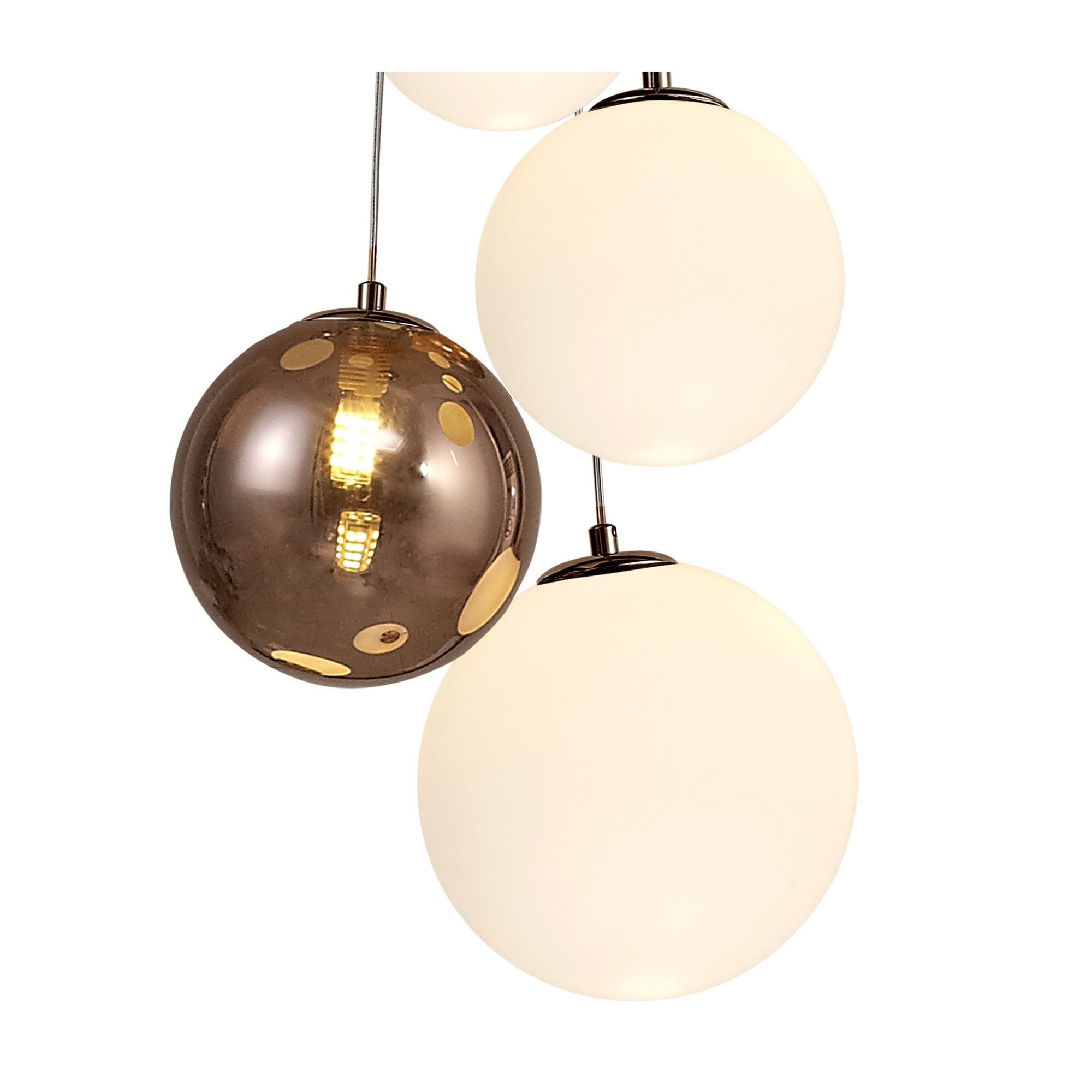 Fabula Roding 5 Light Pendant - Antique Copper, Opal & Copper Glass