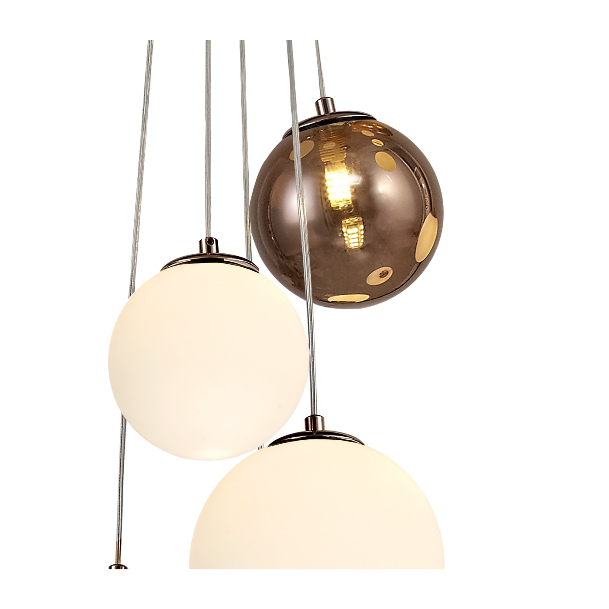 Fabula Roding 5 Light Pendant - Antique Copper, Opal & Copper Glass