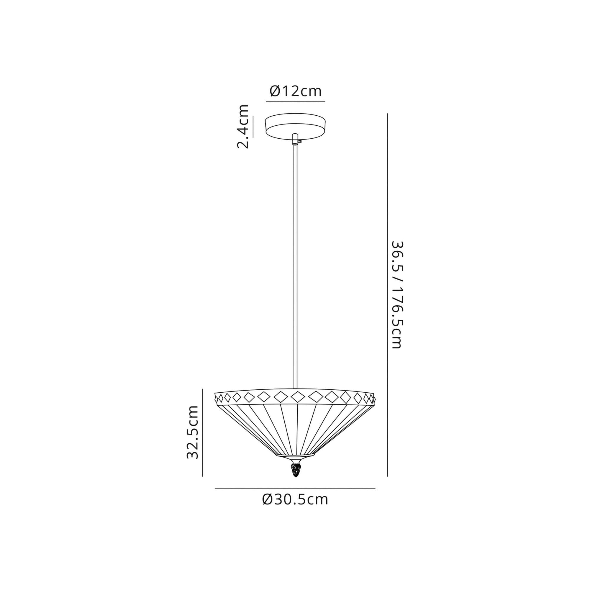 Fabula Westall Single Uplighter Pendant - 30cm Tiffany Shade - Amber & Cream