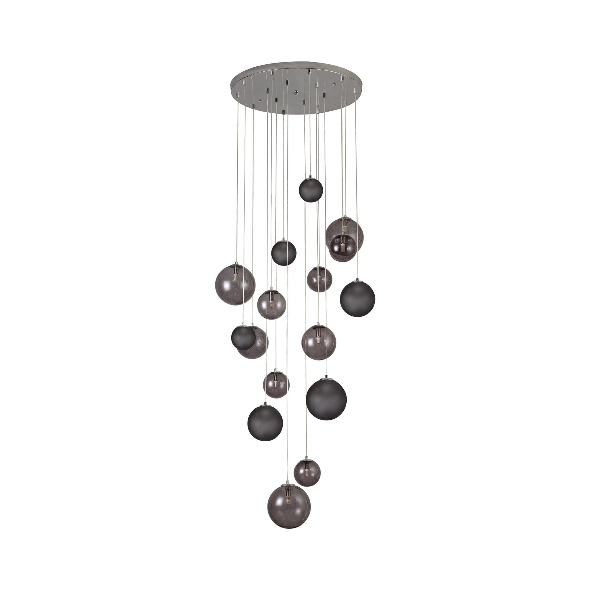 Fabula Roding 16 Light Pendant - Polished Chrome & Smoked Glass