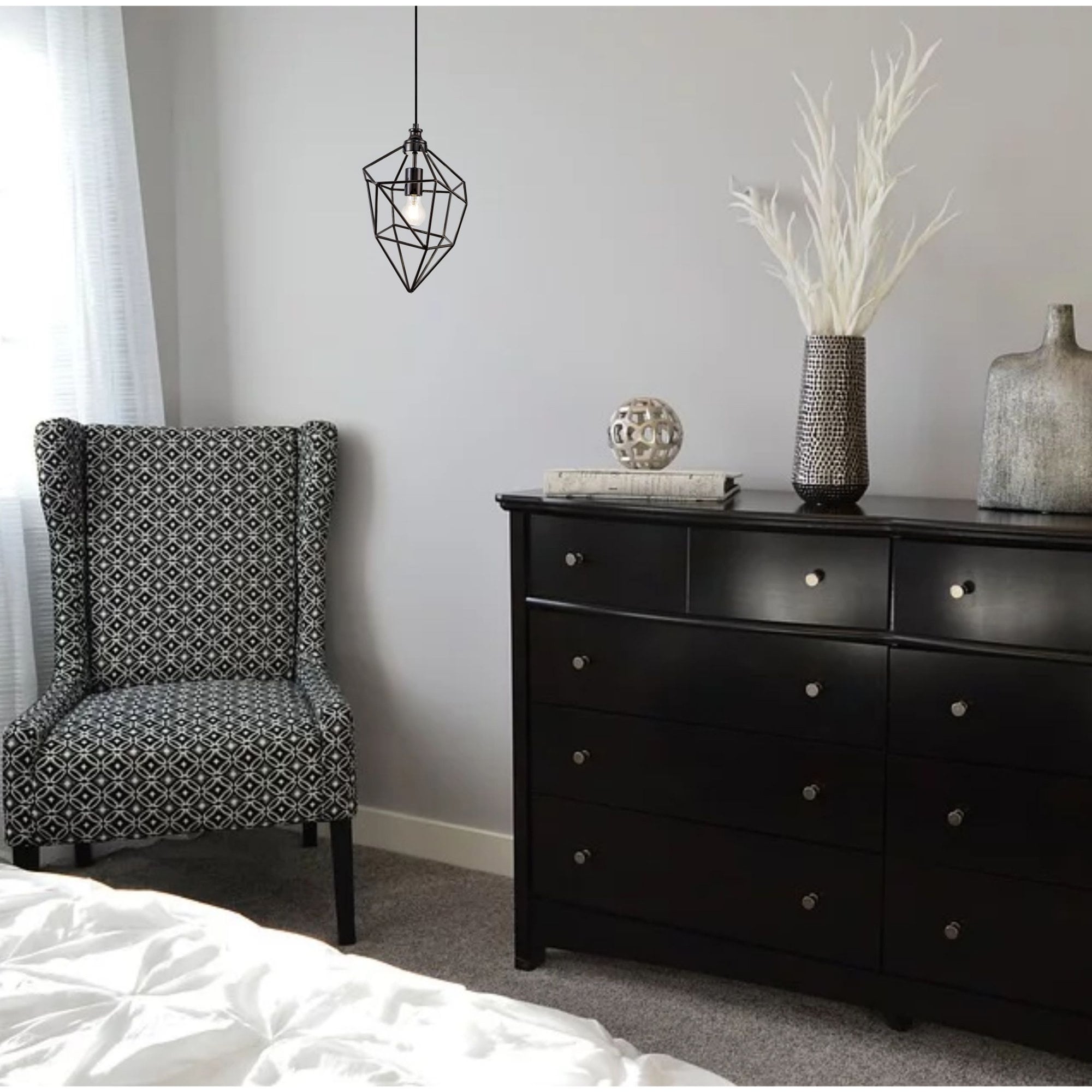 Fabula Austen Medium Single Pendant - Black Nickel