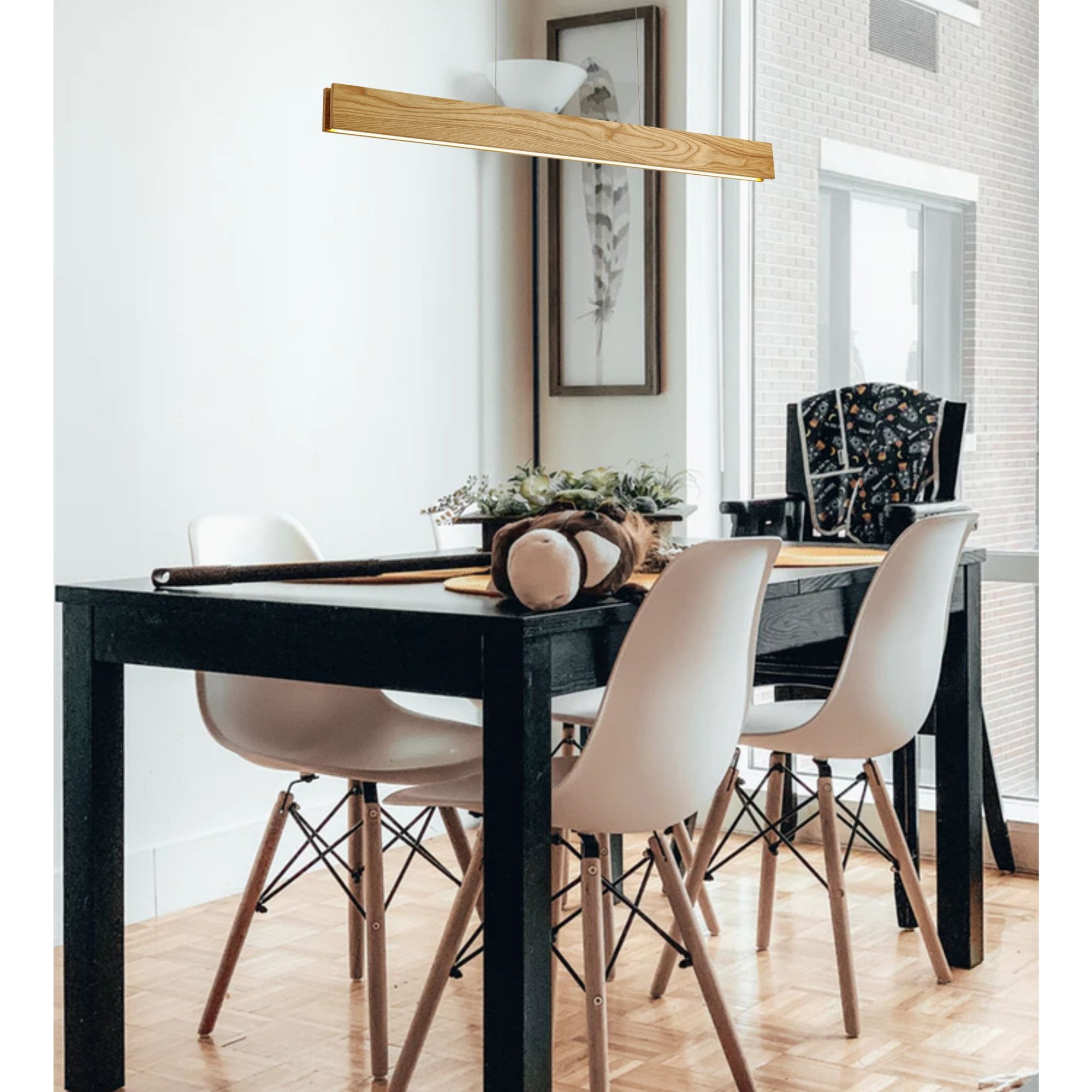 Fabula Whitehall 2 Light Linear LED Pendant - Oak & Sand White