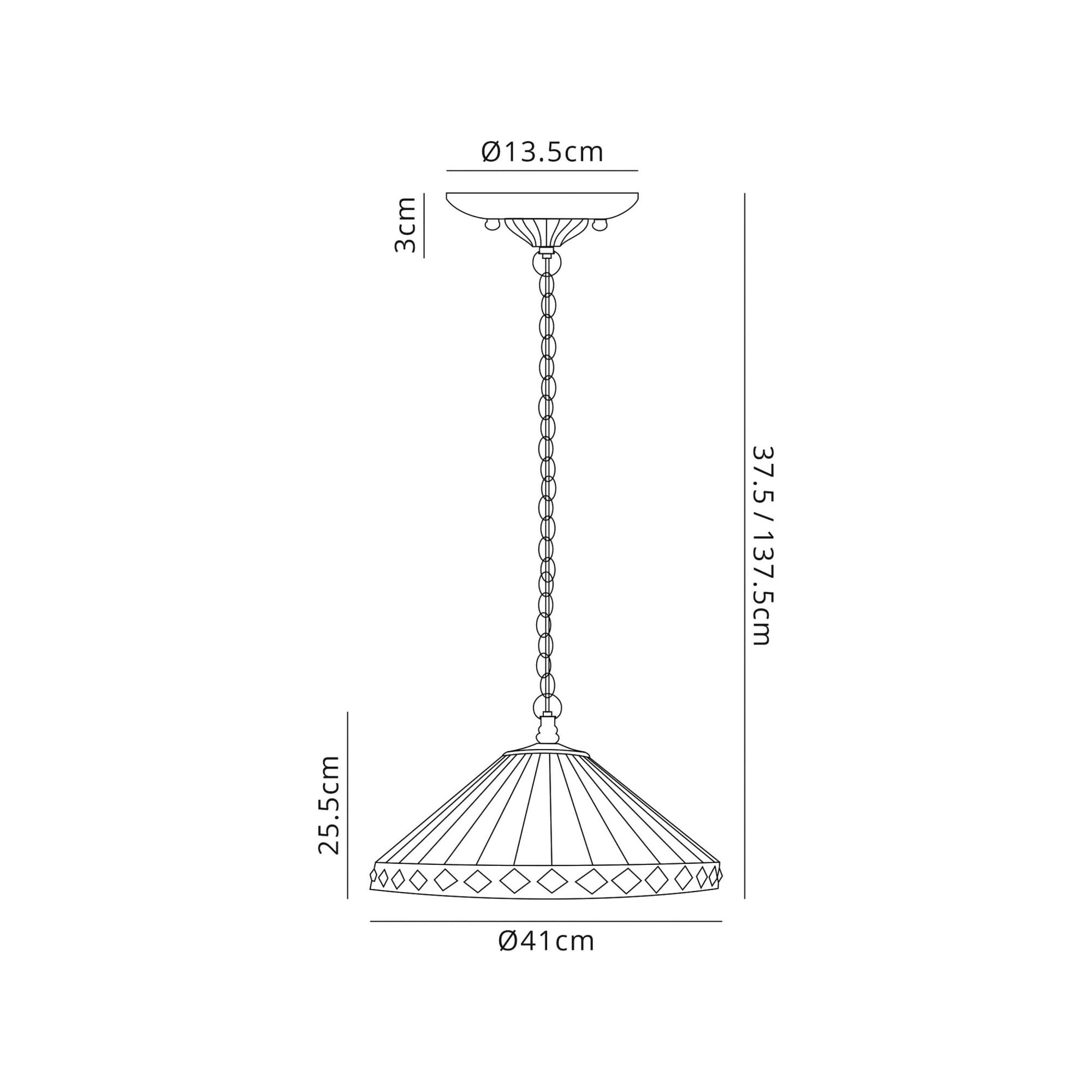 Fabula Westall 3 Light Downlighter Pendant - 40cm Tiffany Shade - Amber & Cream