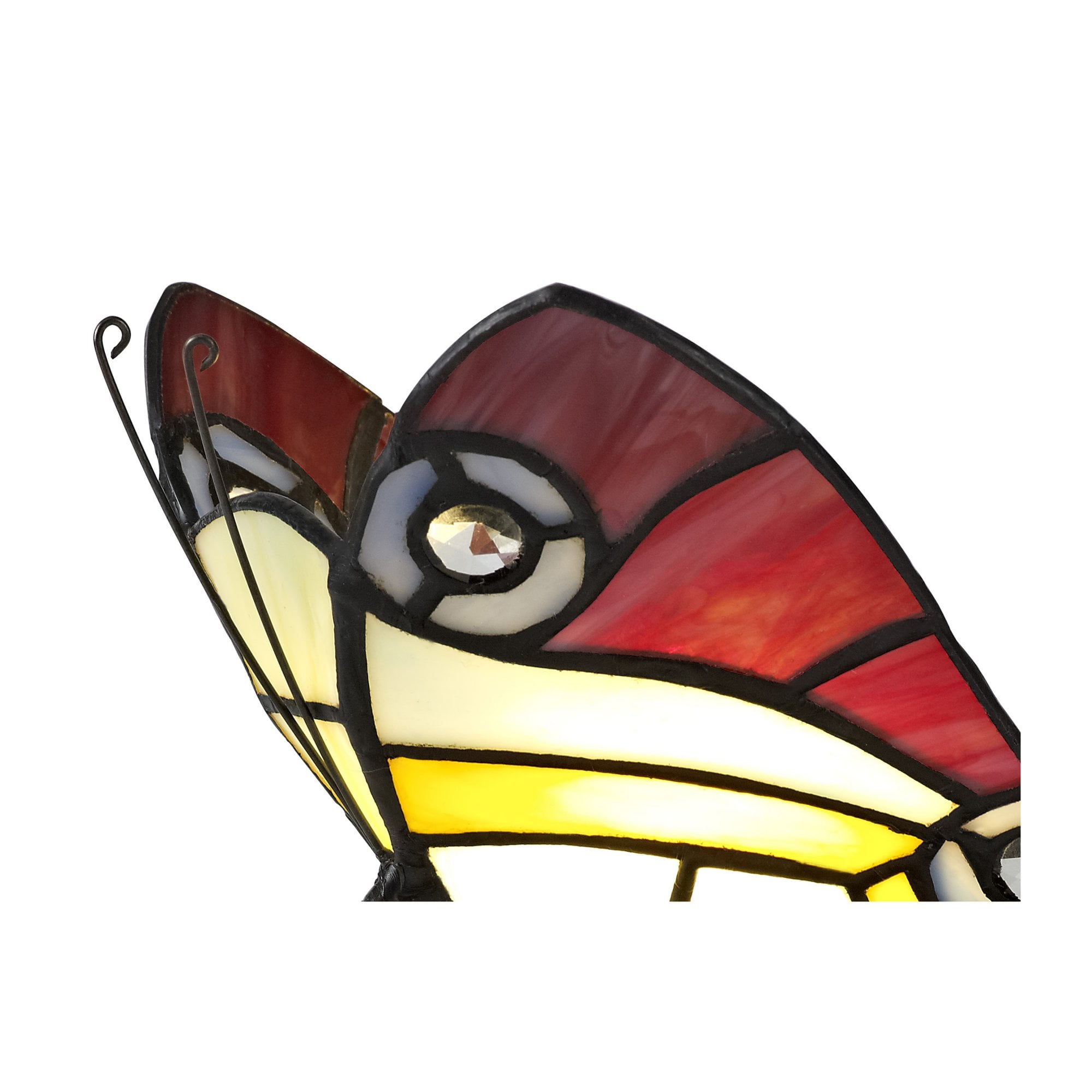 Fabula Lawton Tiffany Butterfly Table Lamp - Red, Yellow & Blue Glass