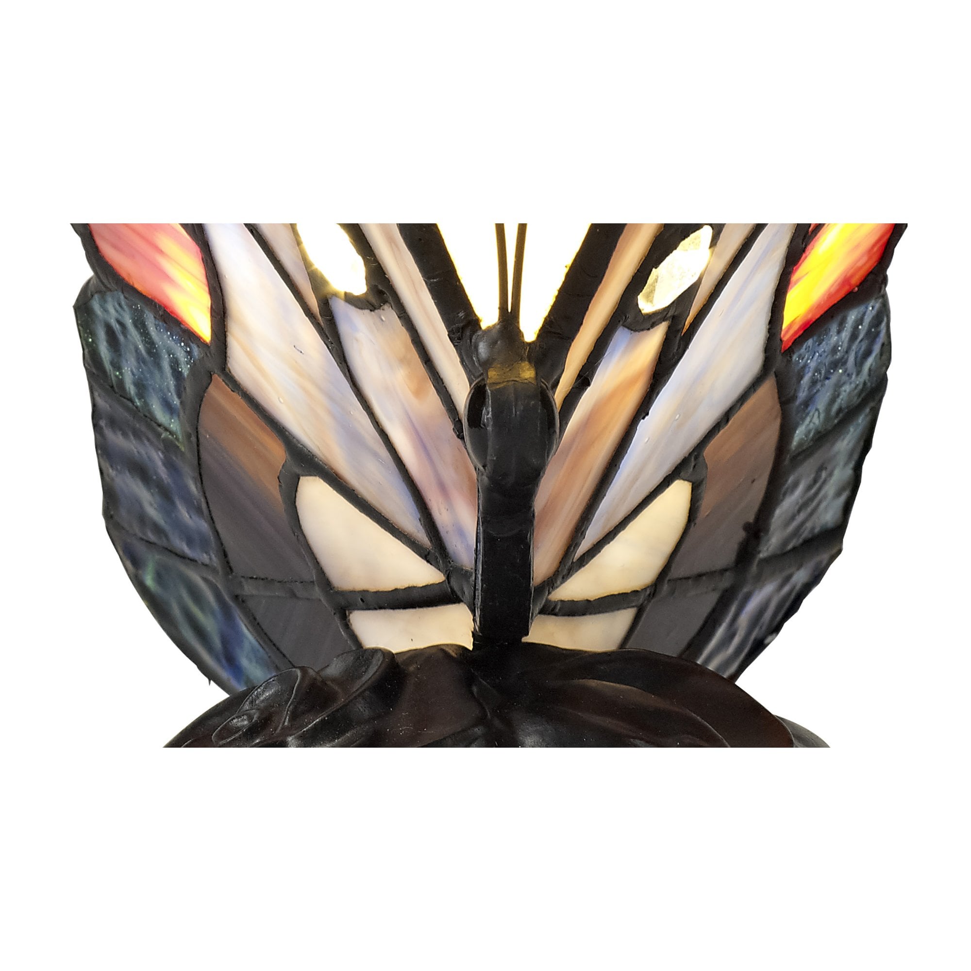 Fabula Lawton Tiffany Butterfly Table Lamp - Blue & Brown Glass