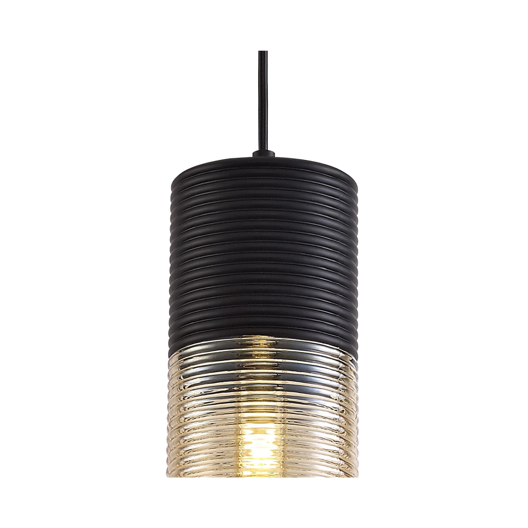 Fabula Nesta Single Tube Pendant - Black & Amber Glass