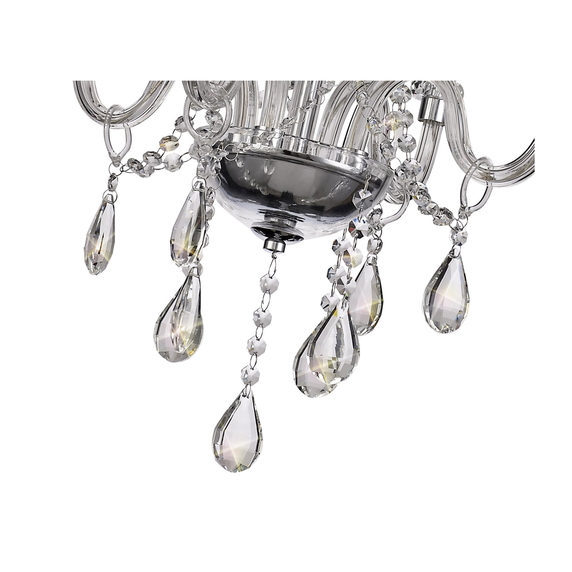 Fabula Hickman 4 Light Chandelier Pendant - Polished Chrome, Clear Glass & Crystal