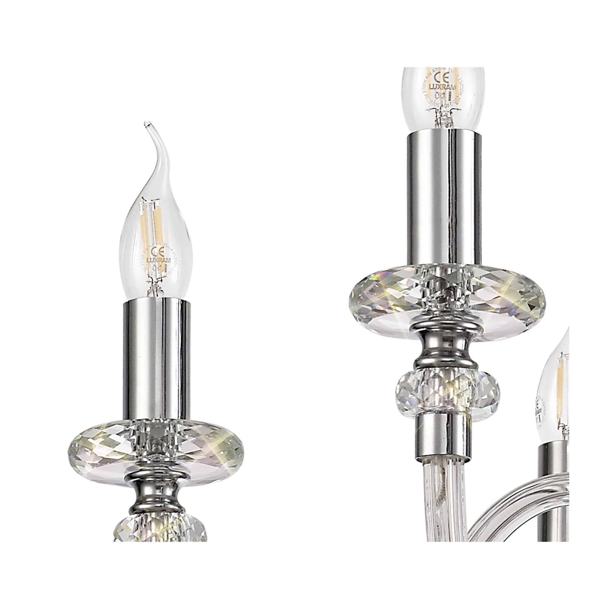 Fabula Hickman 6 Light Chandelier Pendant - Polished Chrome, Clear Glass & Crystal