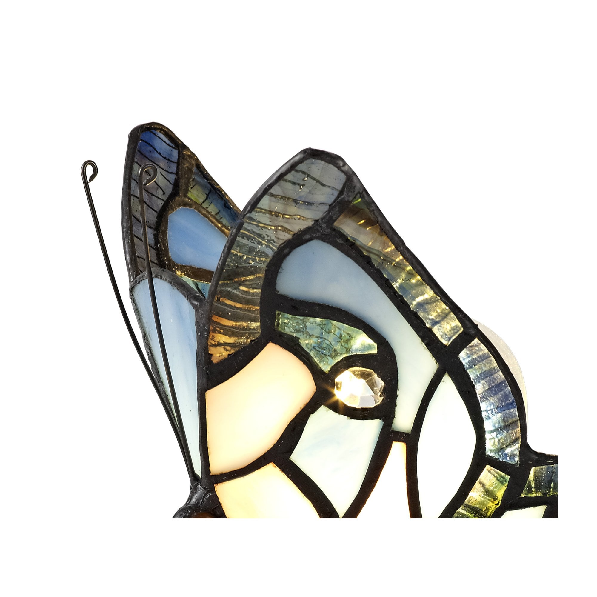 Fabula Lawton Tiffany Butterfly Table Lamp - Blue & Pink Glass