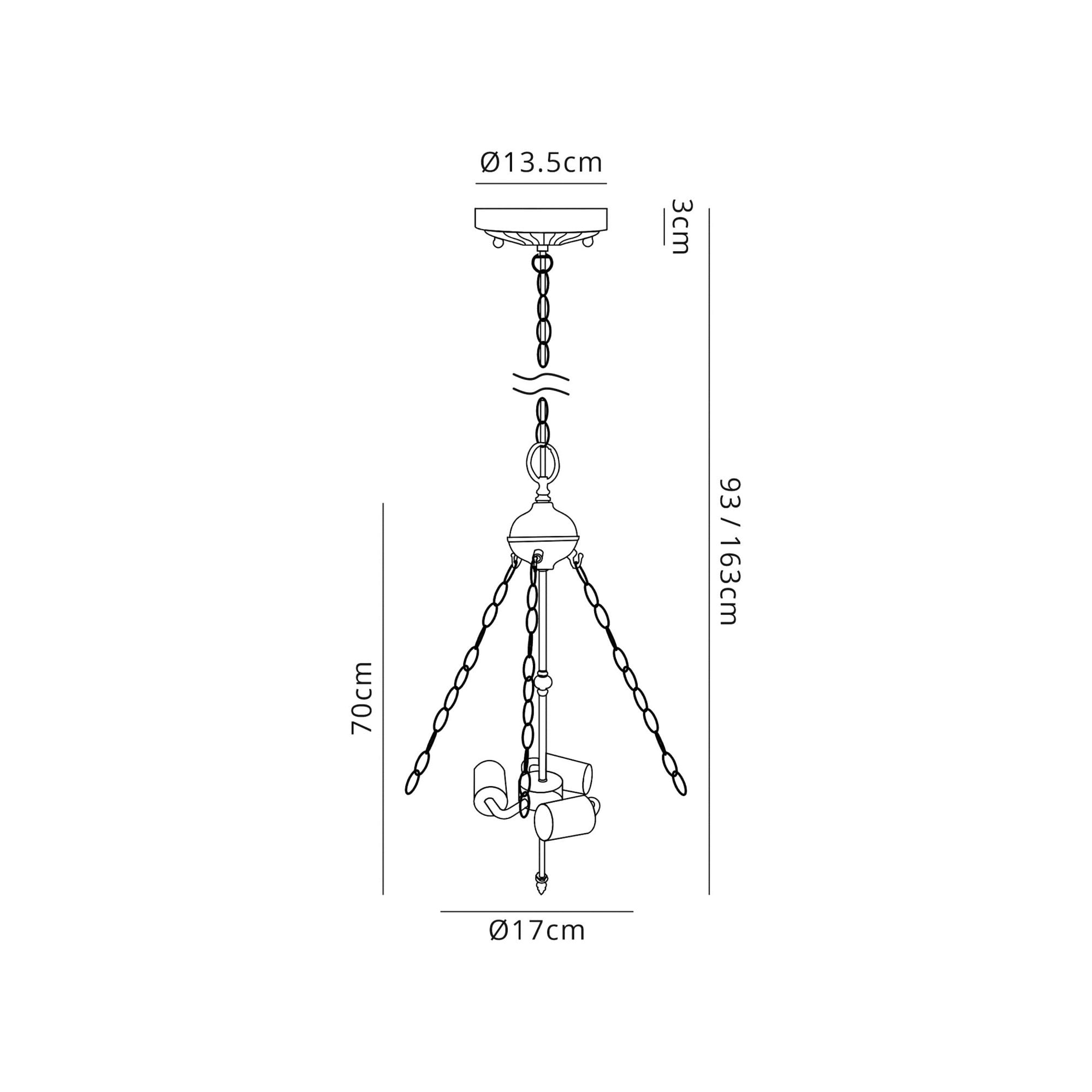 Fabula Harvest 3 Light Uplighter Tiffany Suspension Kit - Aged Antique Brass - Frame Only