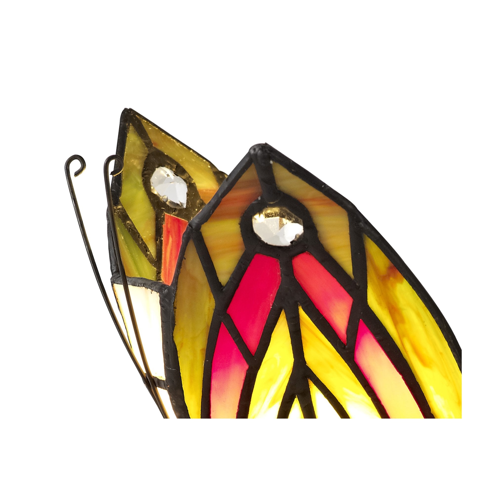 Fabula Lawton Tiffany Butterfly Table Lamp - Green & Red Glass