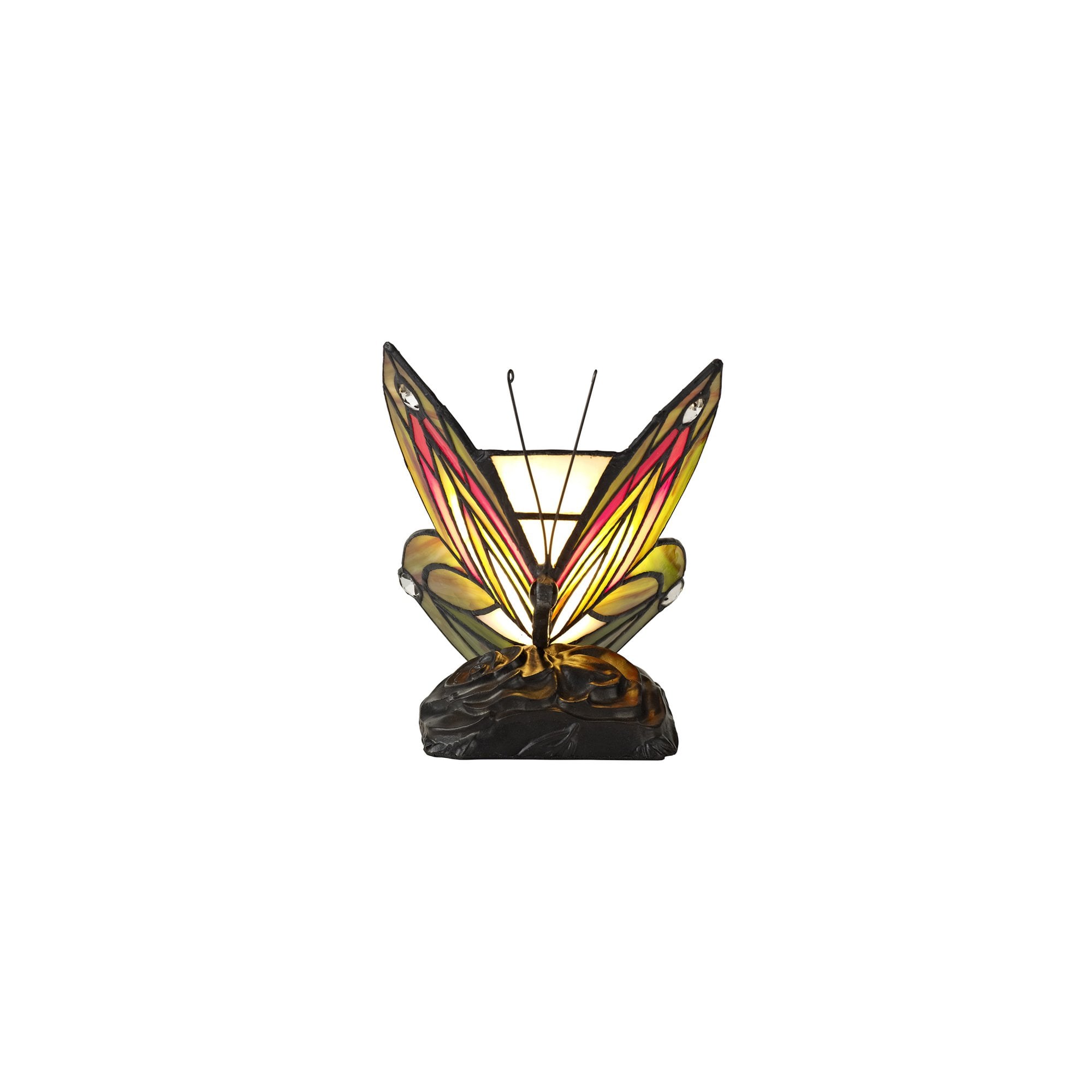 Fabula Lawton Tiffany Butterfly Table Lamp - Green & Red Glass
