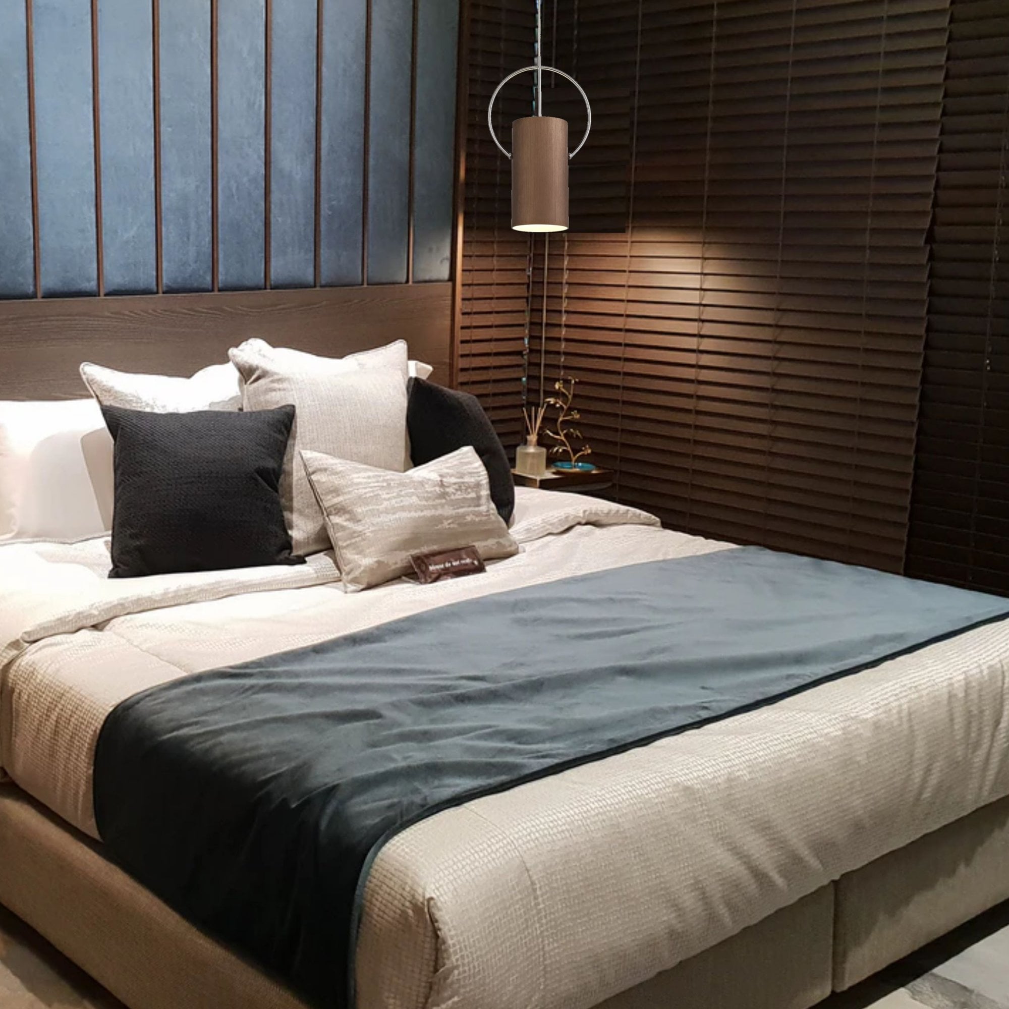 Fabula Chaucer Single Pendant - Coffee & Polished Chrome