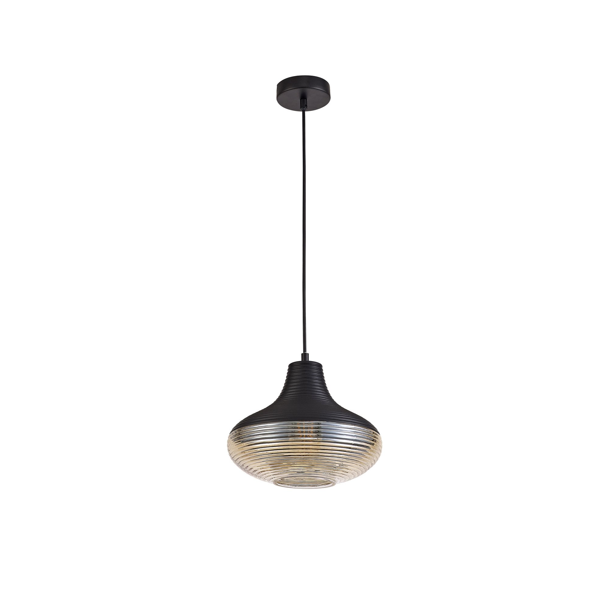 Fabula Nesta Single Vase Pendant - Black & Amber Glass