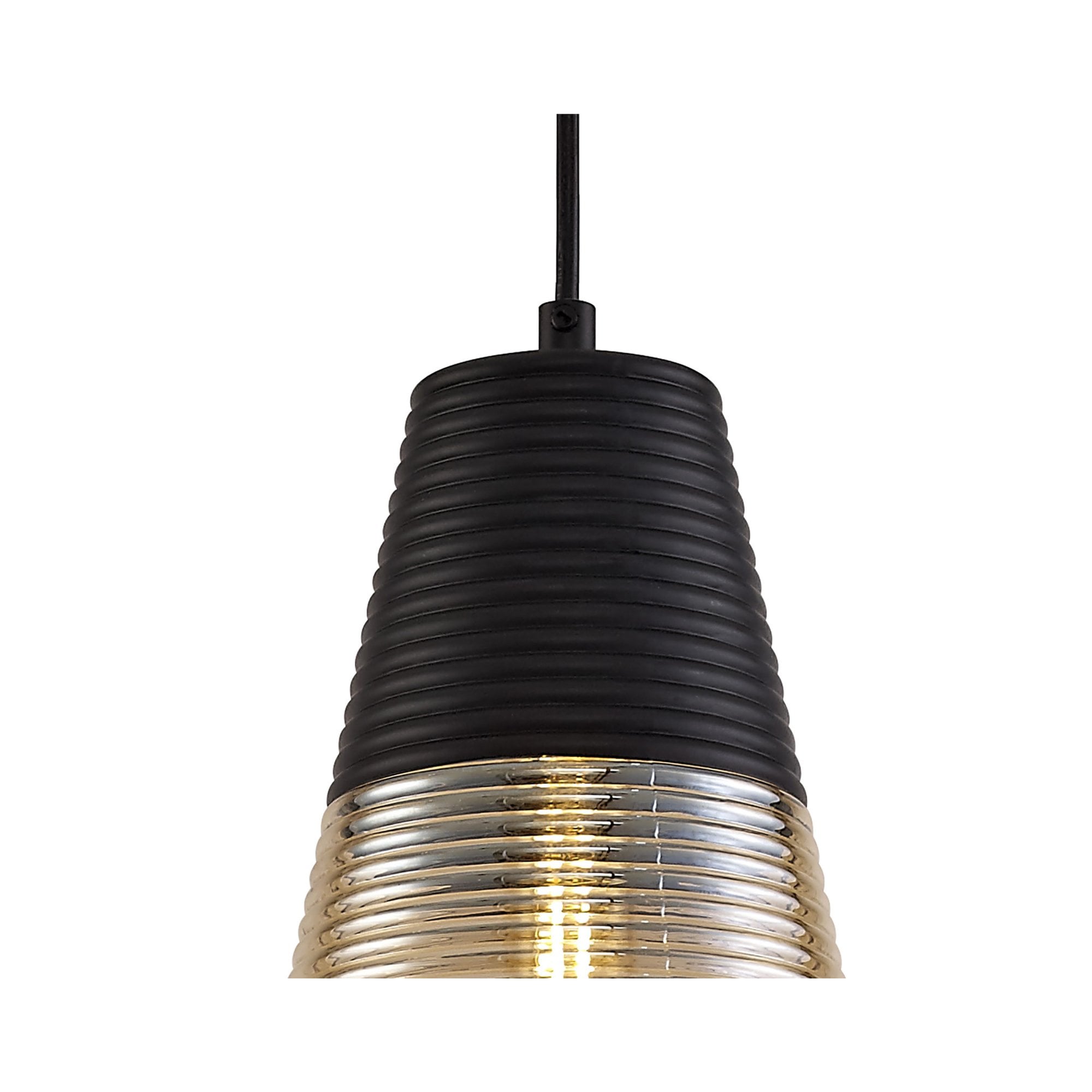 Fabula Nesta Single Cone Pendant - Black & Amber Glass