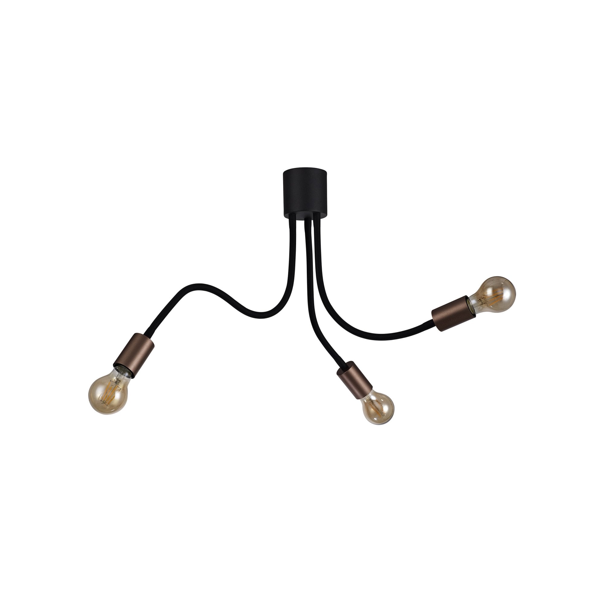 Fabula Hartwell 3 Light Flexible Ceiling Light - Satin Black & Brushed Copper