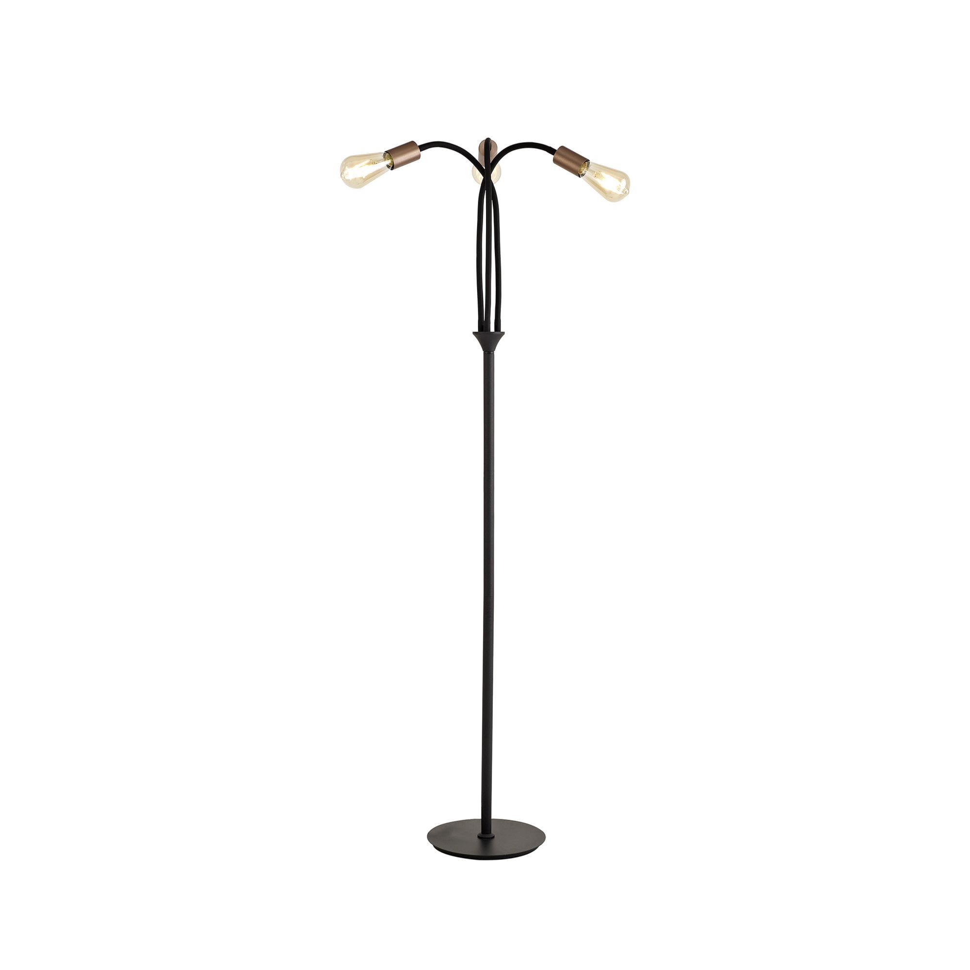 Fabula Hartwell 3 Light Flexible Floor Lamp - Satin Black & Brushed Copper