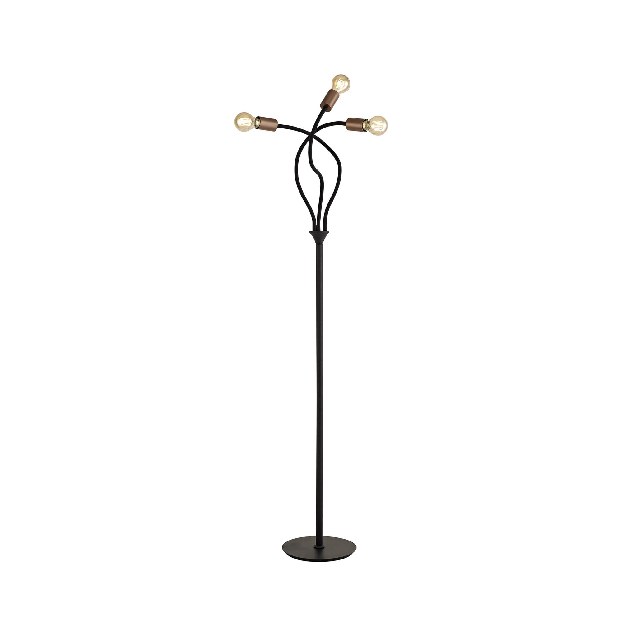 Fabula Hartwell 3 Light Flexible Floor Lamp - Satin Black & Brushed Copper