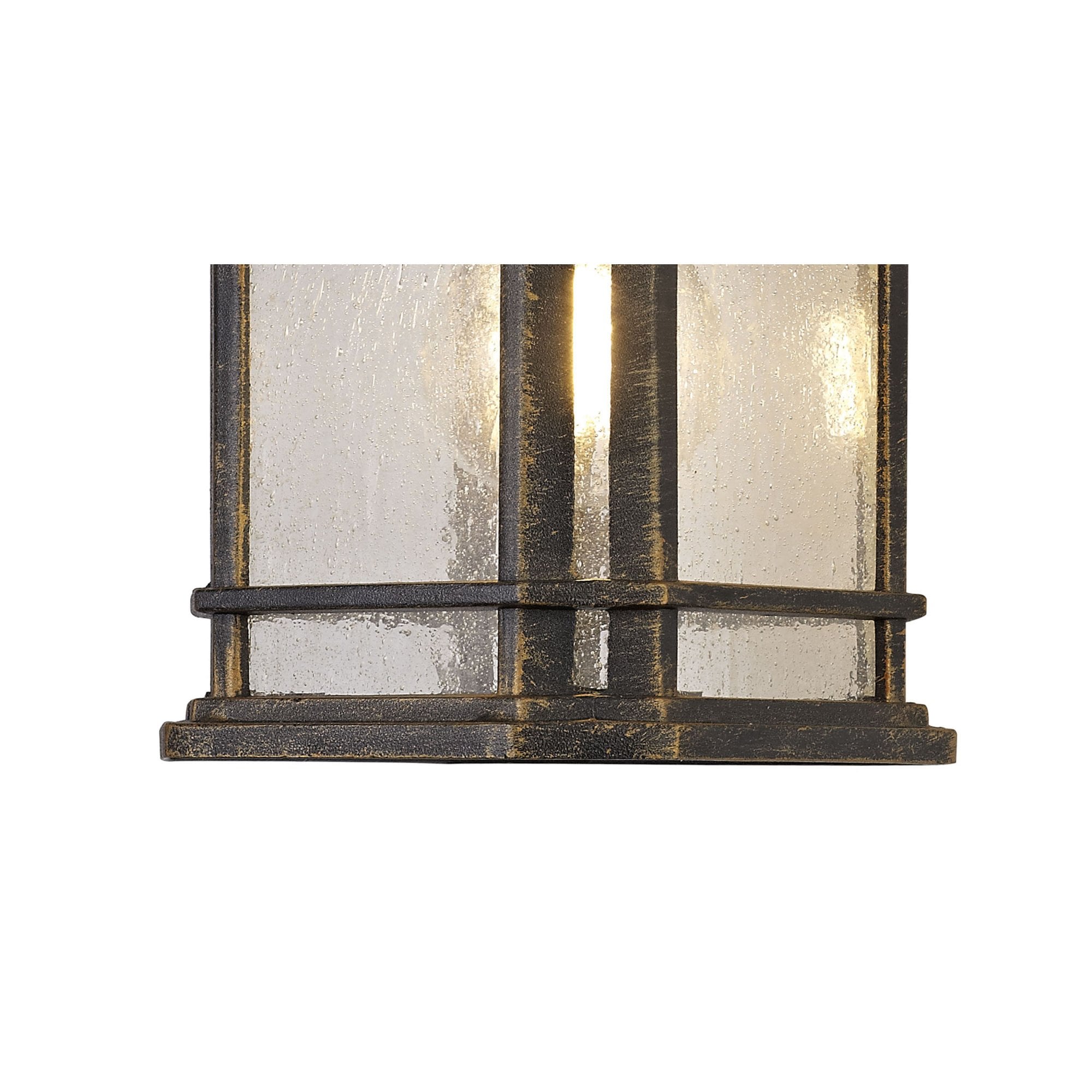 Fabula Highstone Small Single Wall Lamp - Brushed Black Gold & Seeded Glass - IP54