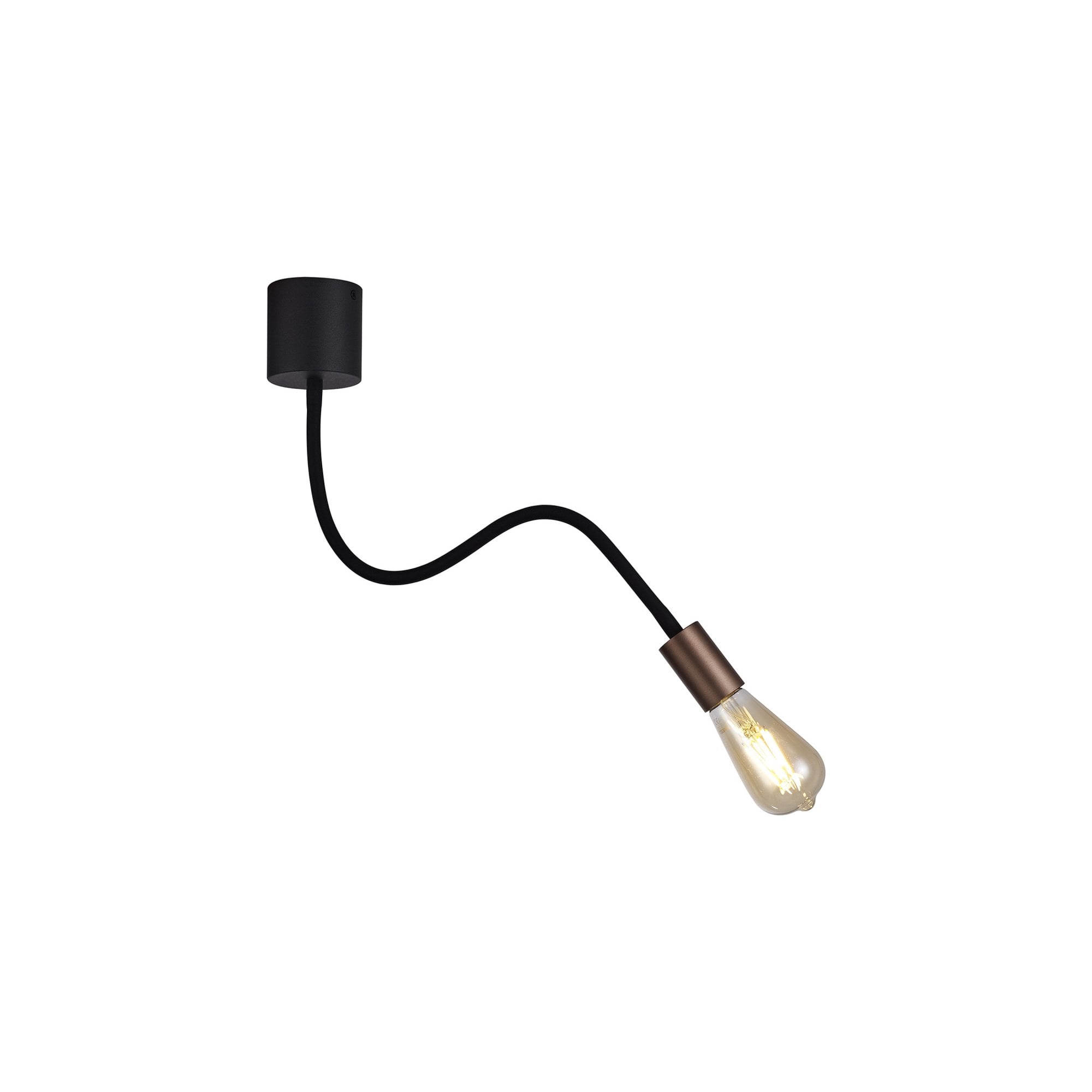 Fabula Hartwell Single Flexible Ceiling Light - Satin Black & Brushed Copper