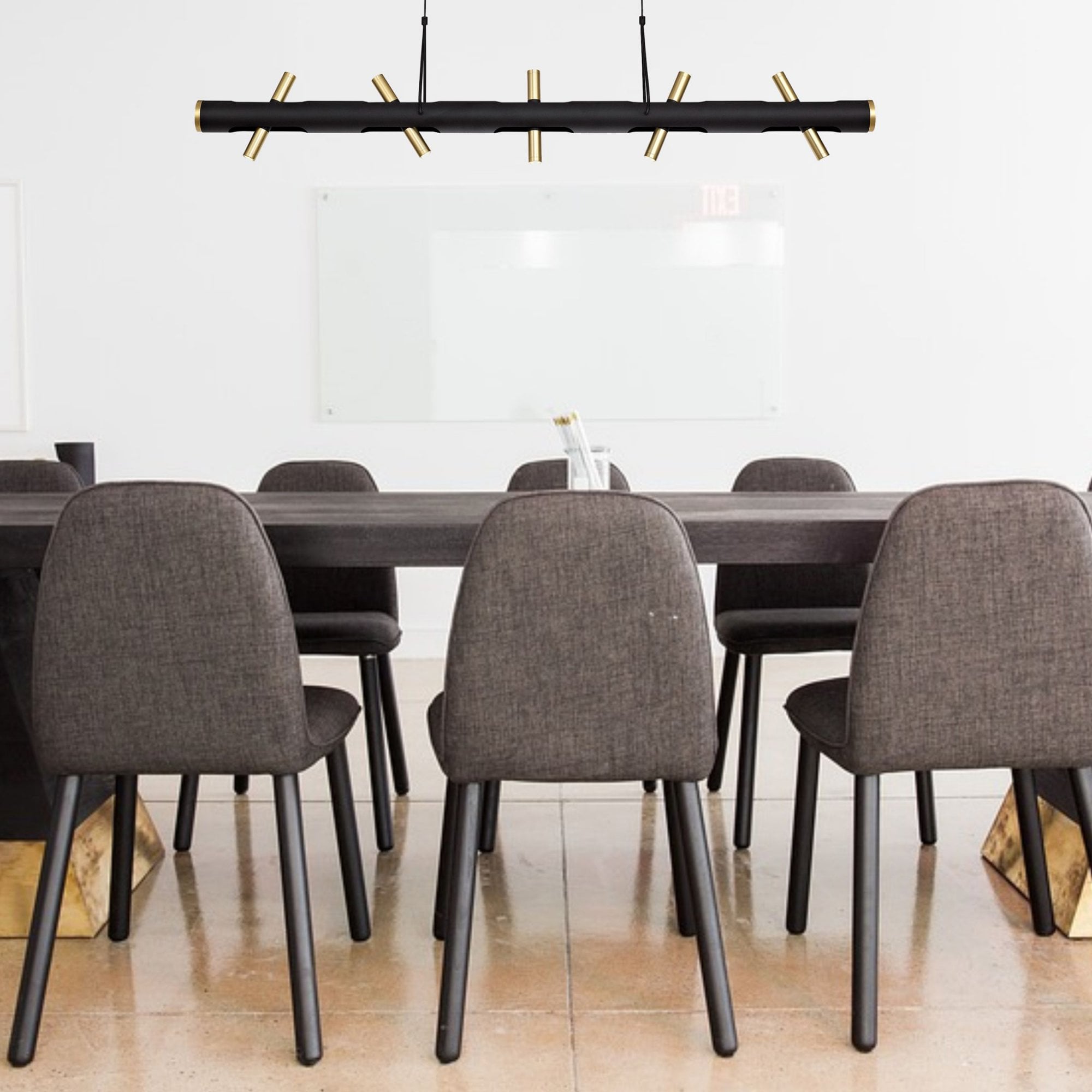 Fabula Riverside 10 Light LED Linear Pendant - Sand Black & Gold